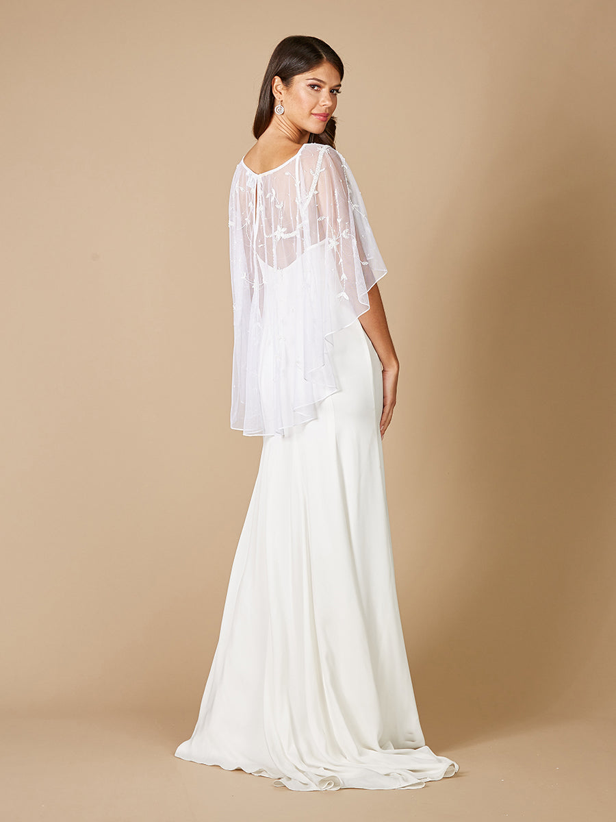 Lara Gertie Asymmetrical Tulle Beaded Capelet