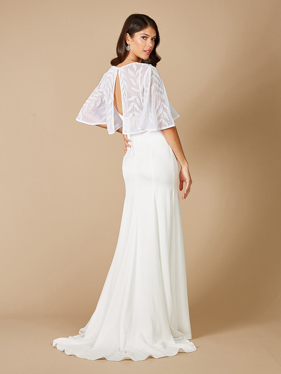 Gilly Boho Beaded Pull-On Bridal Capelet