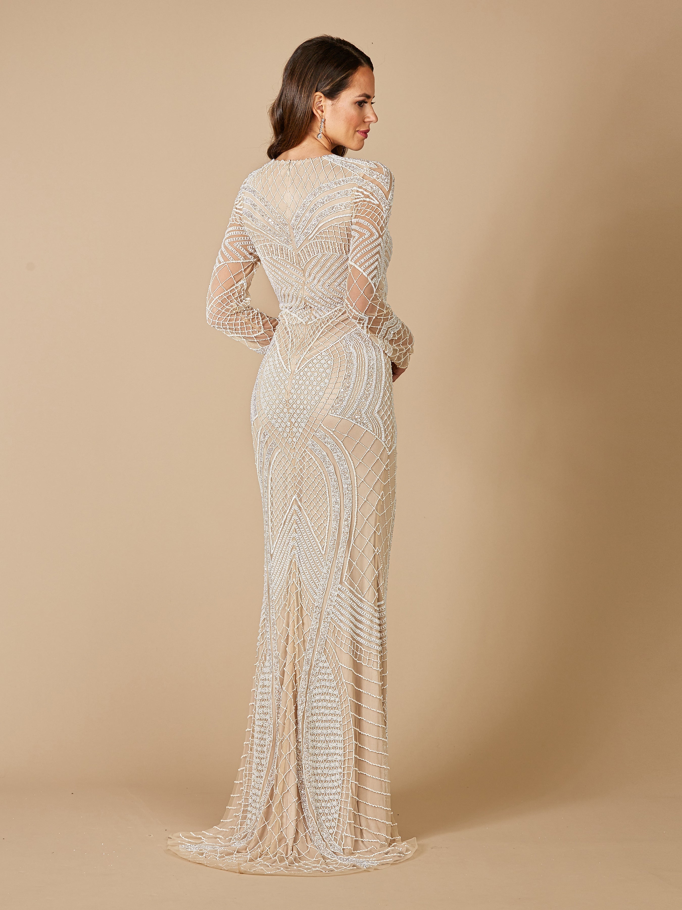 Haley Beaded Dress Nude/Ivory Bridal
