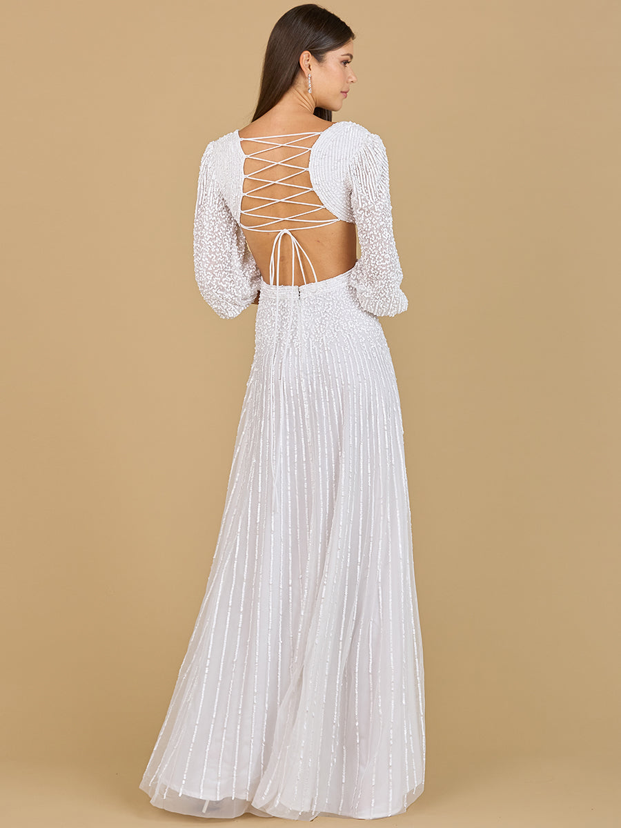 Long Sleeve Cut Out Wedding Dress