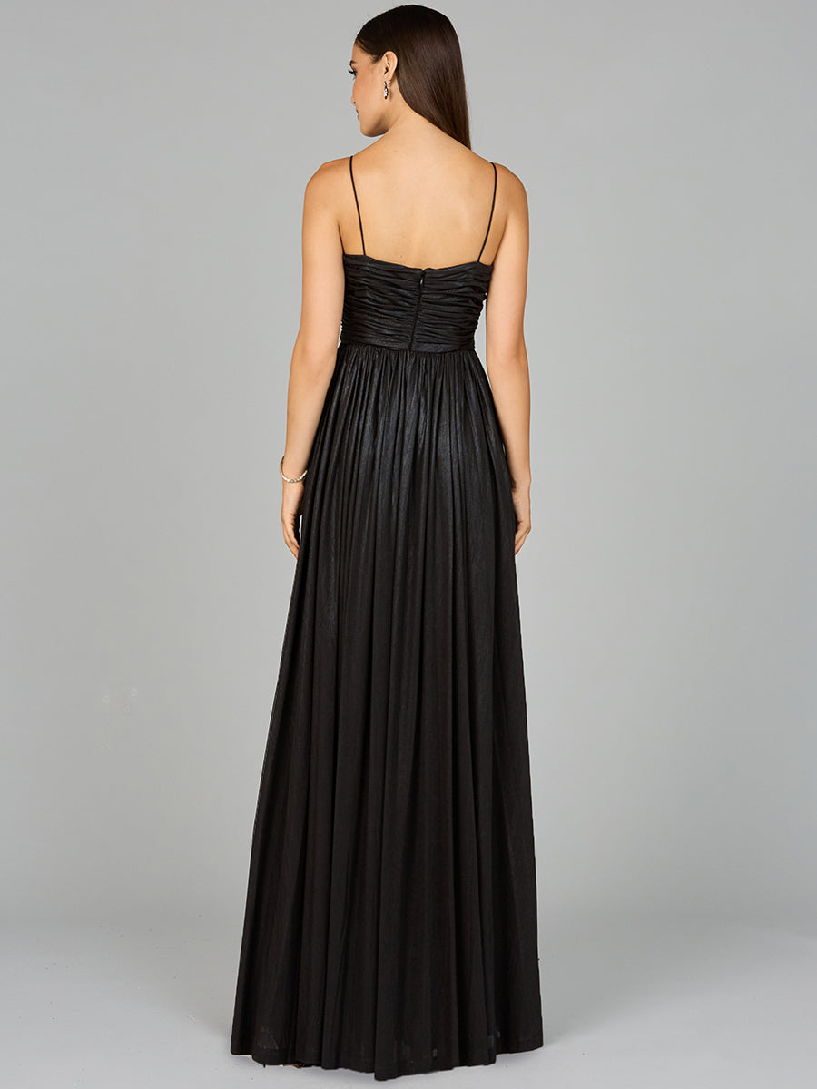 High Slit Metallic Jersey Dress - OUTLET