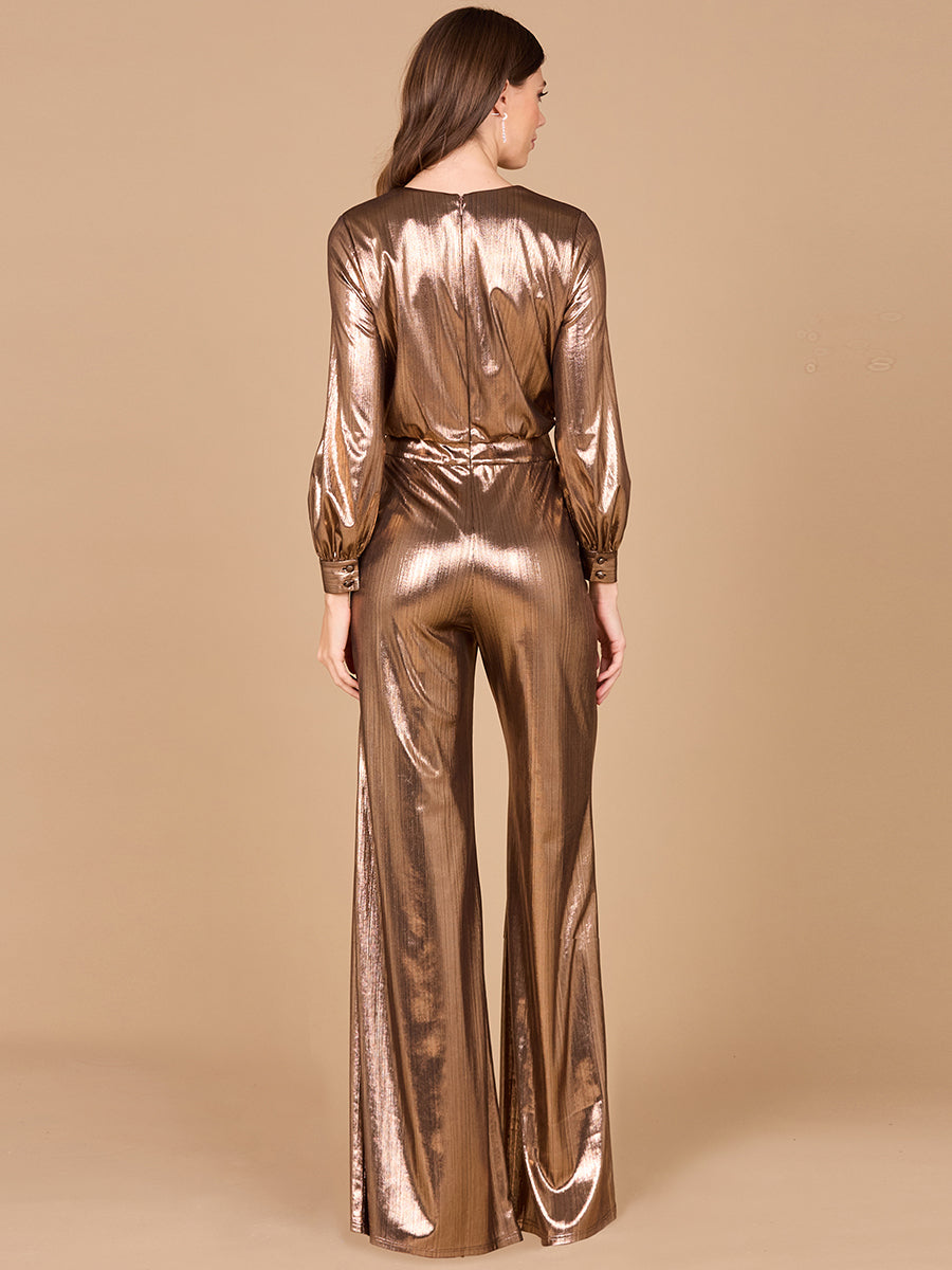 Metallic Shimmer Jumpsuit with Pockets - OUTLET
