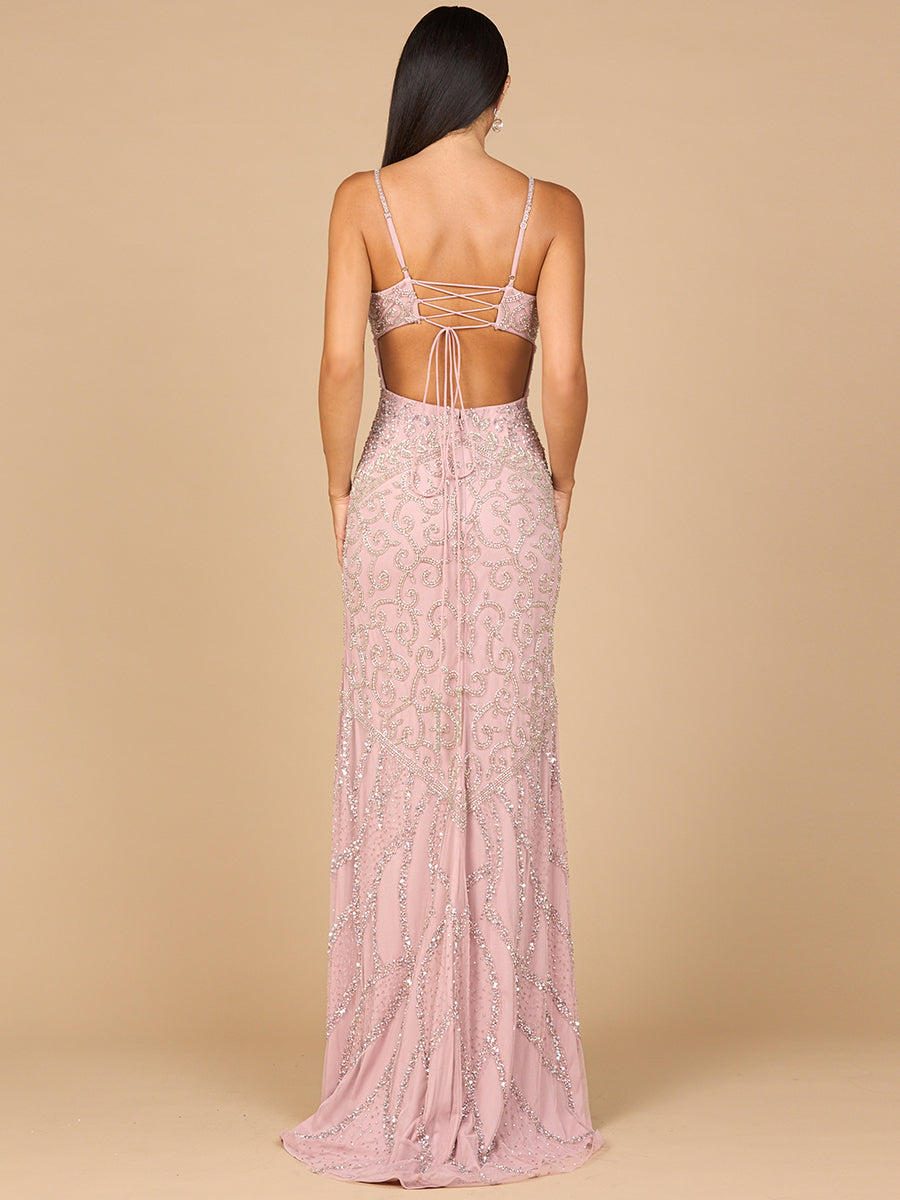 Embellished Gown with Slit And Low Back