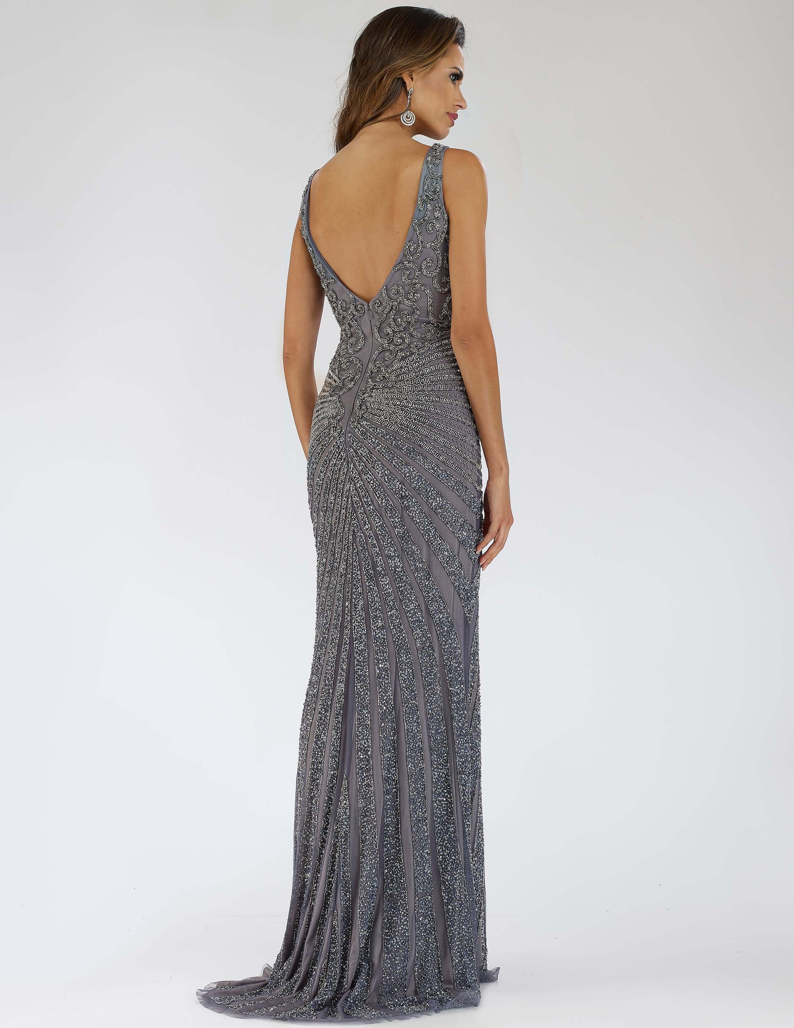 LARA 29528 Thigh-High Slit Beaded Gown – Sleeveless V-Neck Evening Dress
