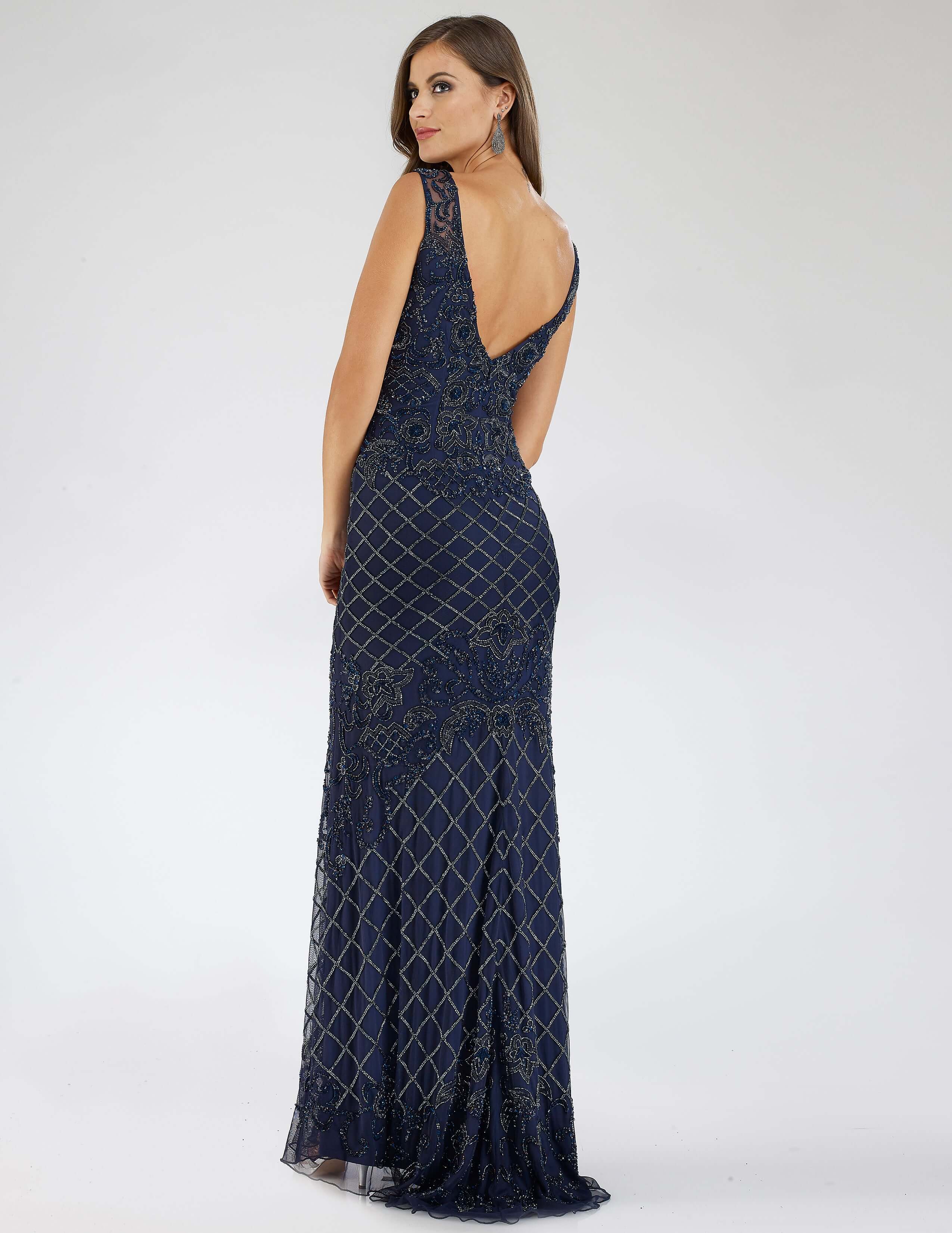 LARA 29538 Illusion Neckline Beaded Mermaid Gown – Sleeveless Formal Dress