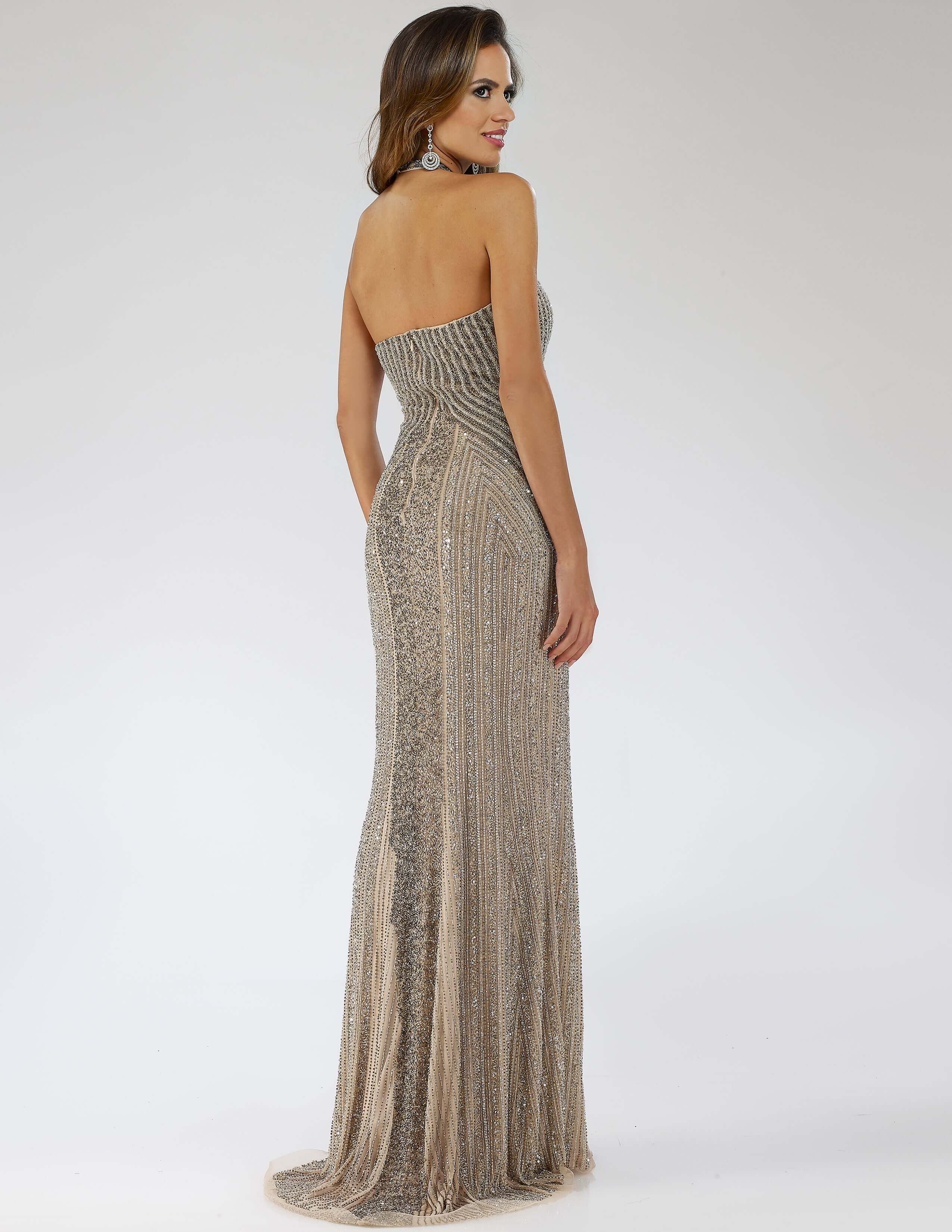 LARA 29600 Beaded Embellished Evening Gown – Long-Sleeve Formal Dress
