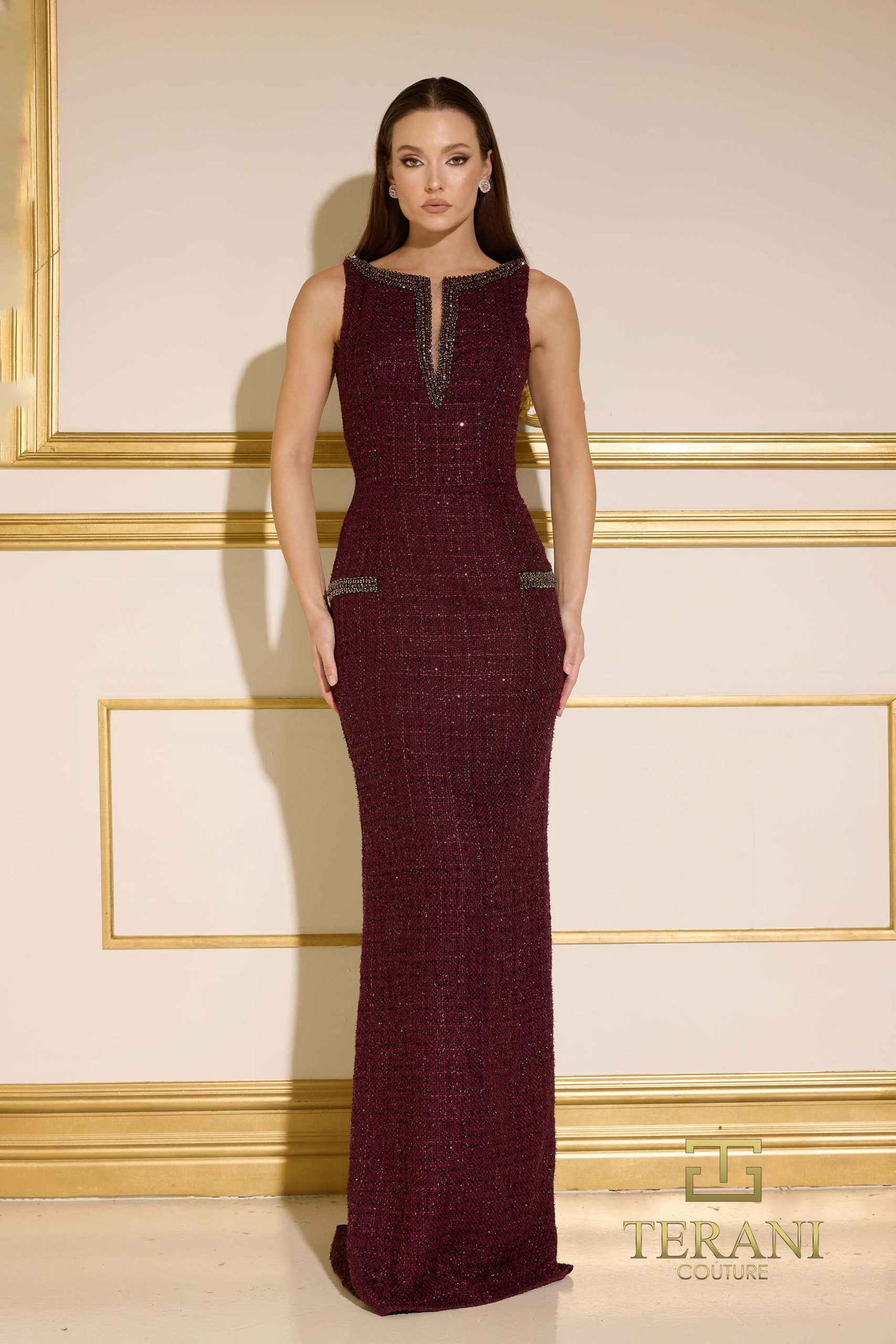 252E5119 – Fit and Flare Long Evening Dress
