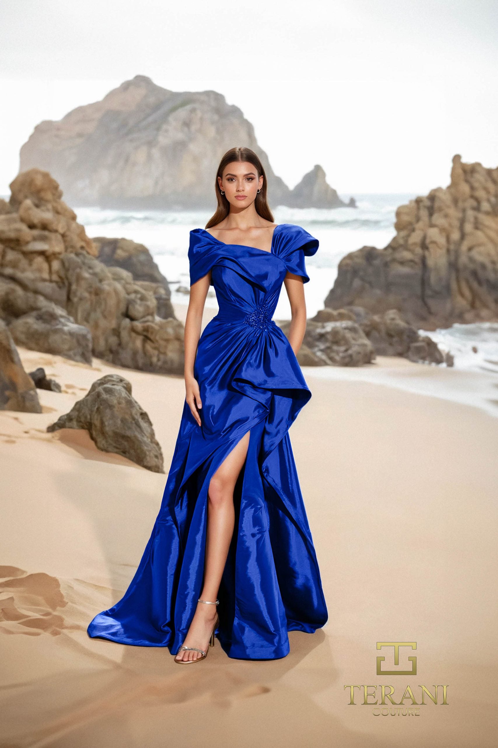 252E5148 – Fit and Flare Long Evening Dress - Purple