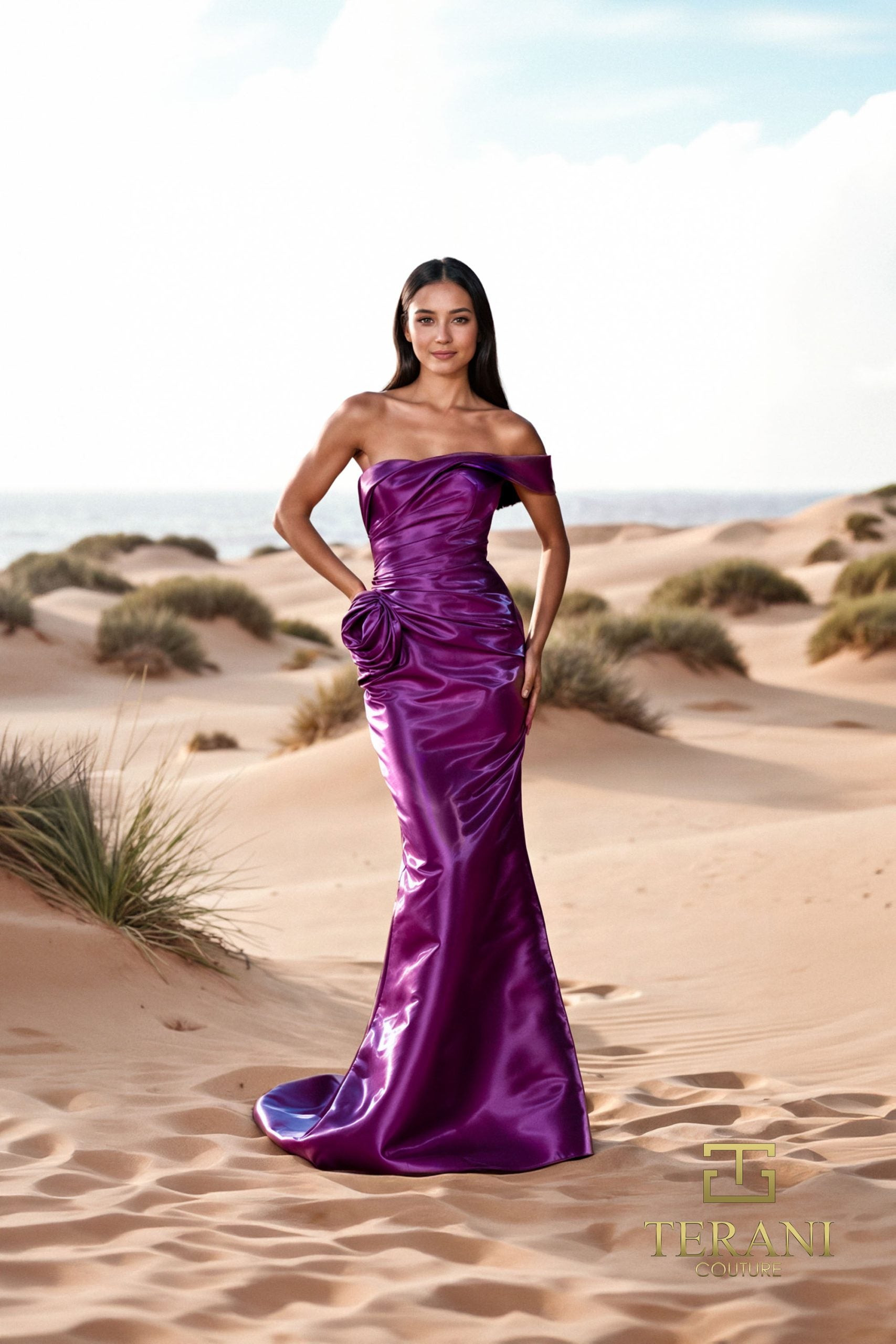 252E5162 – Fit and Flare Long Evening Dress