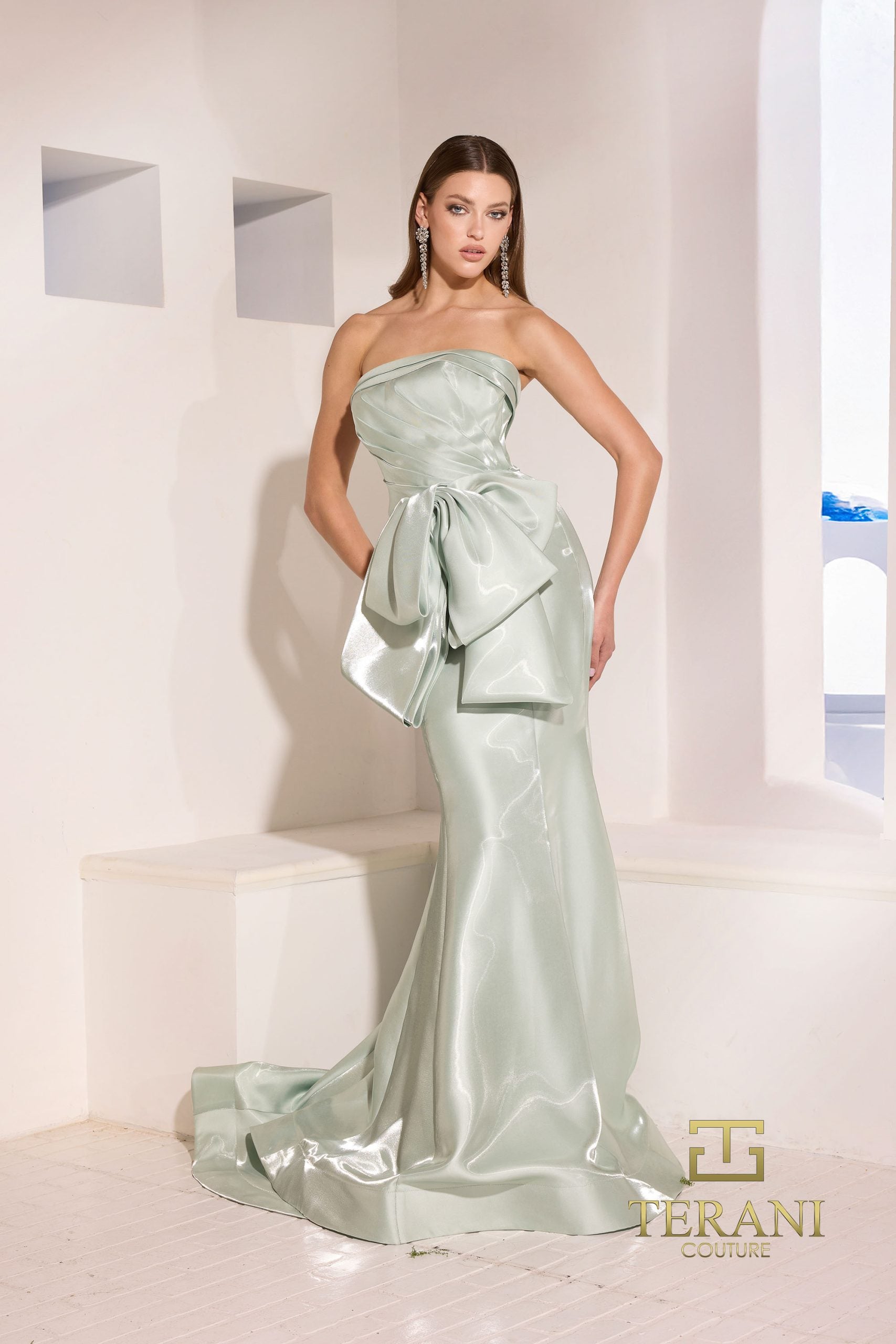 252E5164 – Fit and Flare Long Evening Dress - Cognac