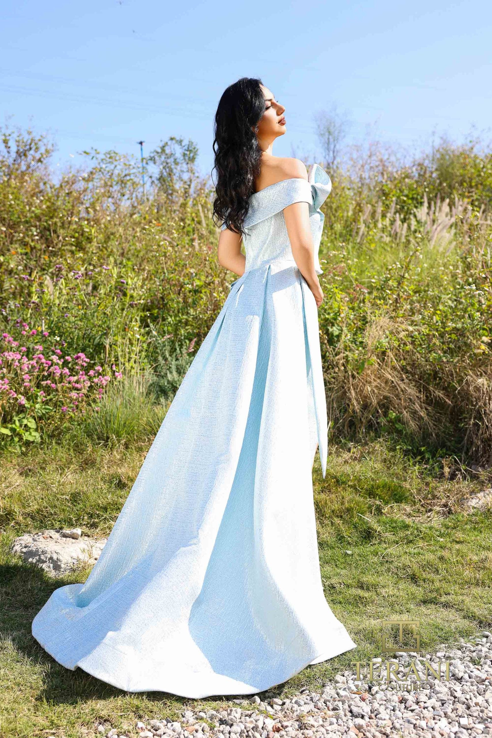 252E5169 – Fit and Flare Long With Overskirt Evening Dress