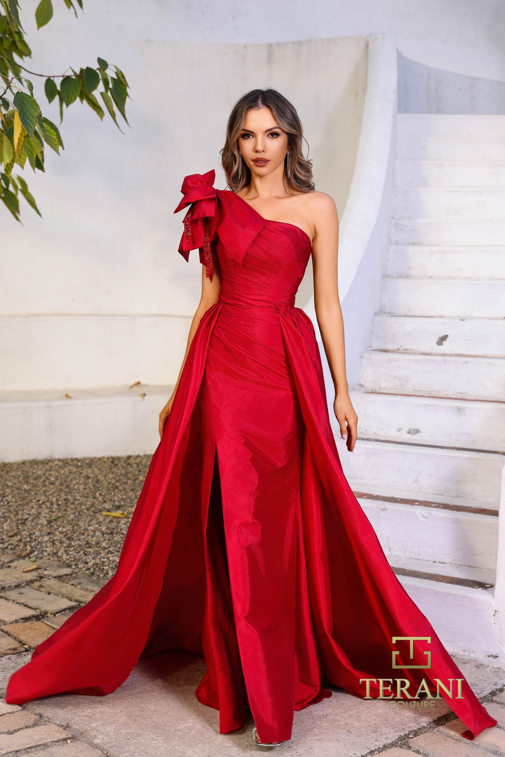 252E5531 – Fit and Flare Long With Overskirt Evening Dress - Gold