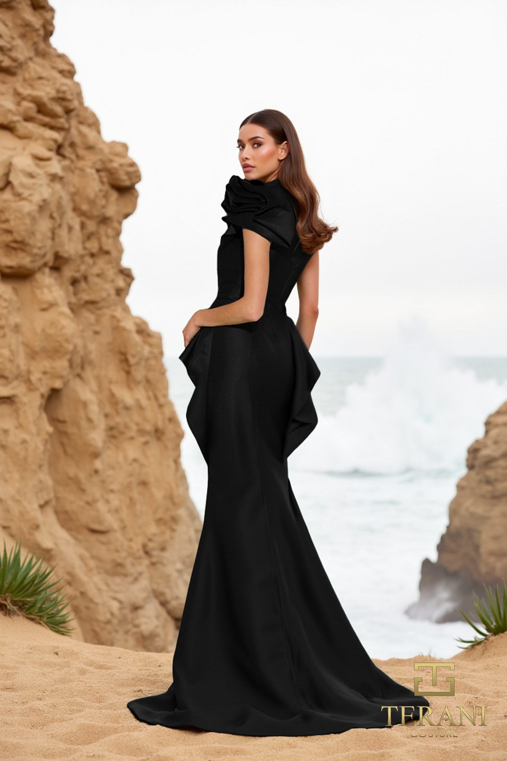 252E5546 – Fit and Flare Long Evening Dress