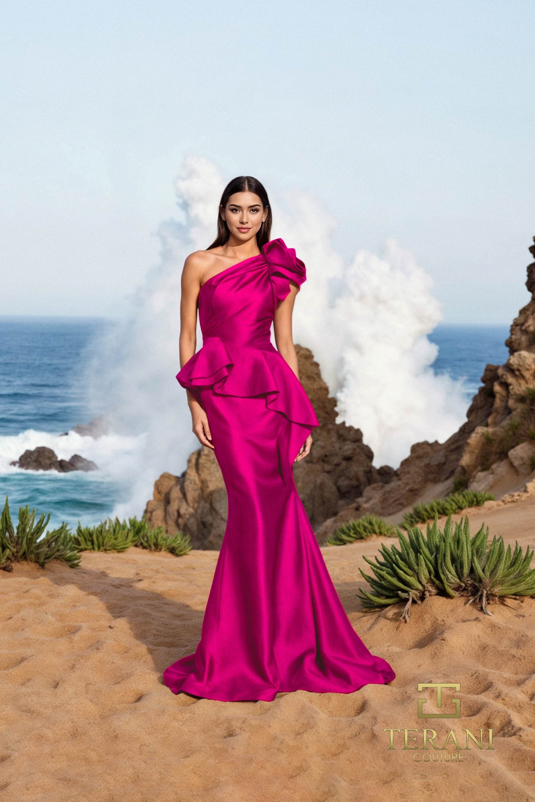 252E5546 – Fit and Flare Long Evening Dress