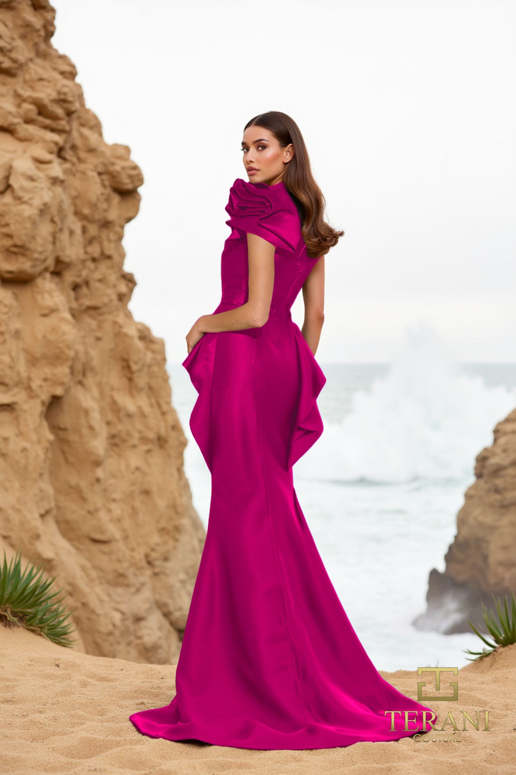 252E5546 – Fit and Flare Long Evening Dress