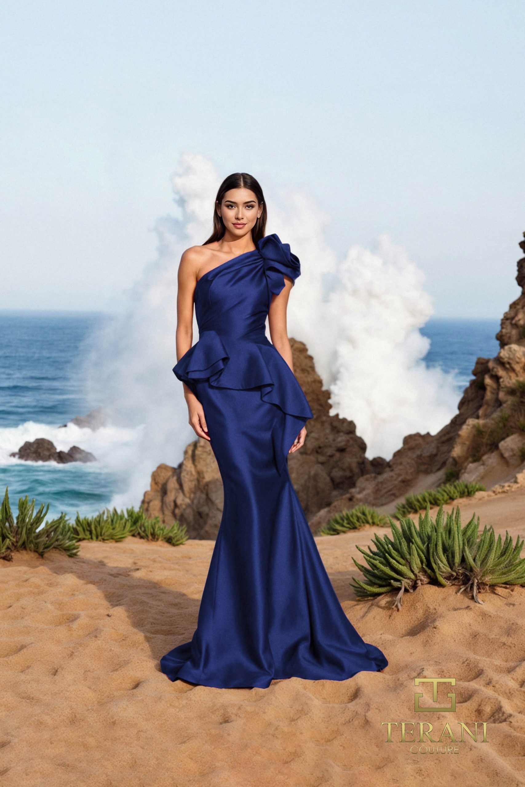 252E5546 – Fit and Flare Long Evening Dress