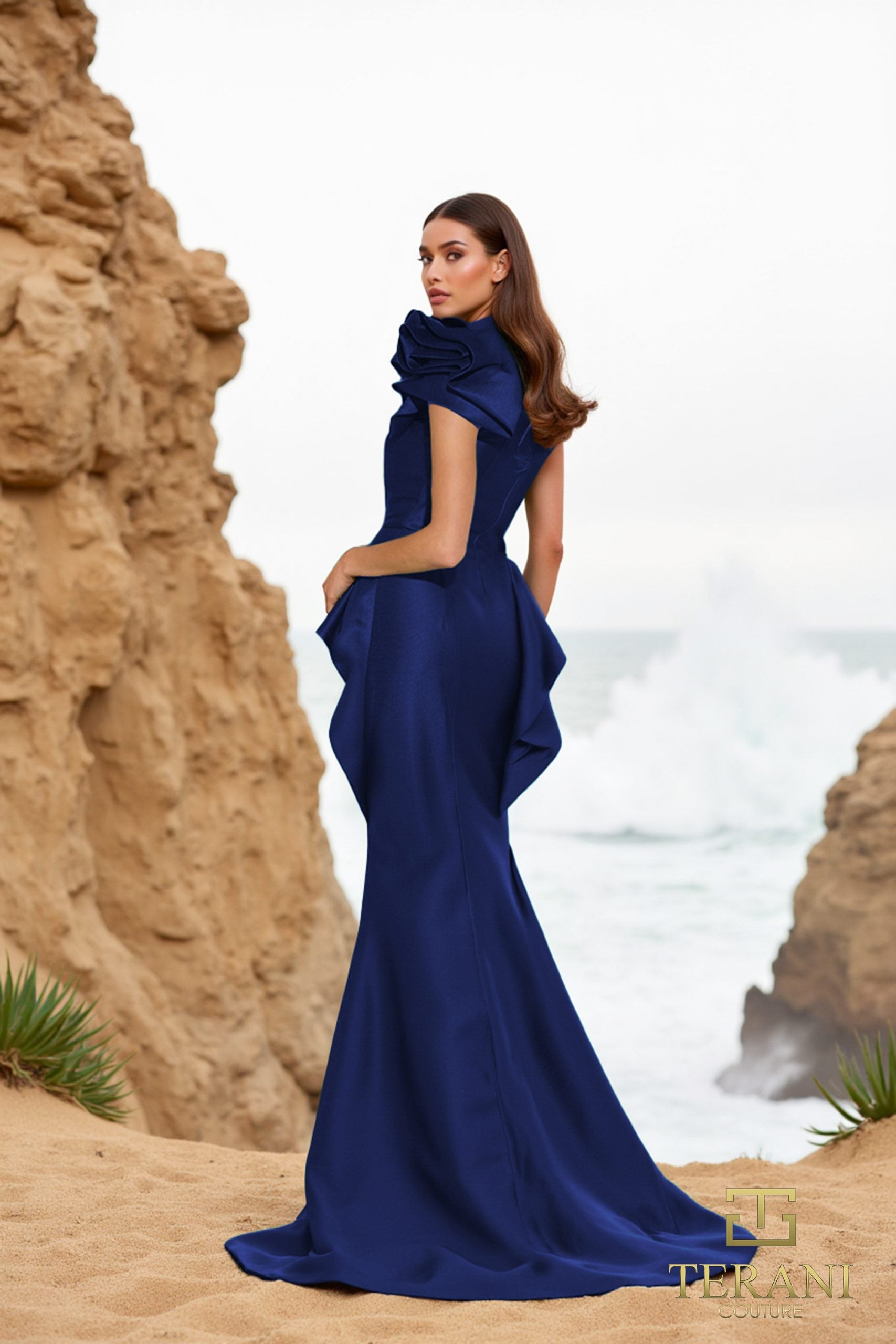 252E5546 – Fit and Flare Long Evening Dress