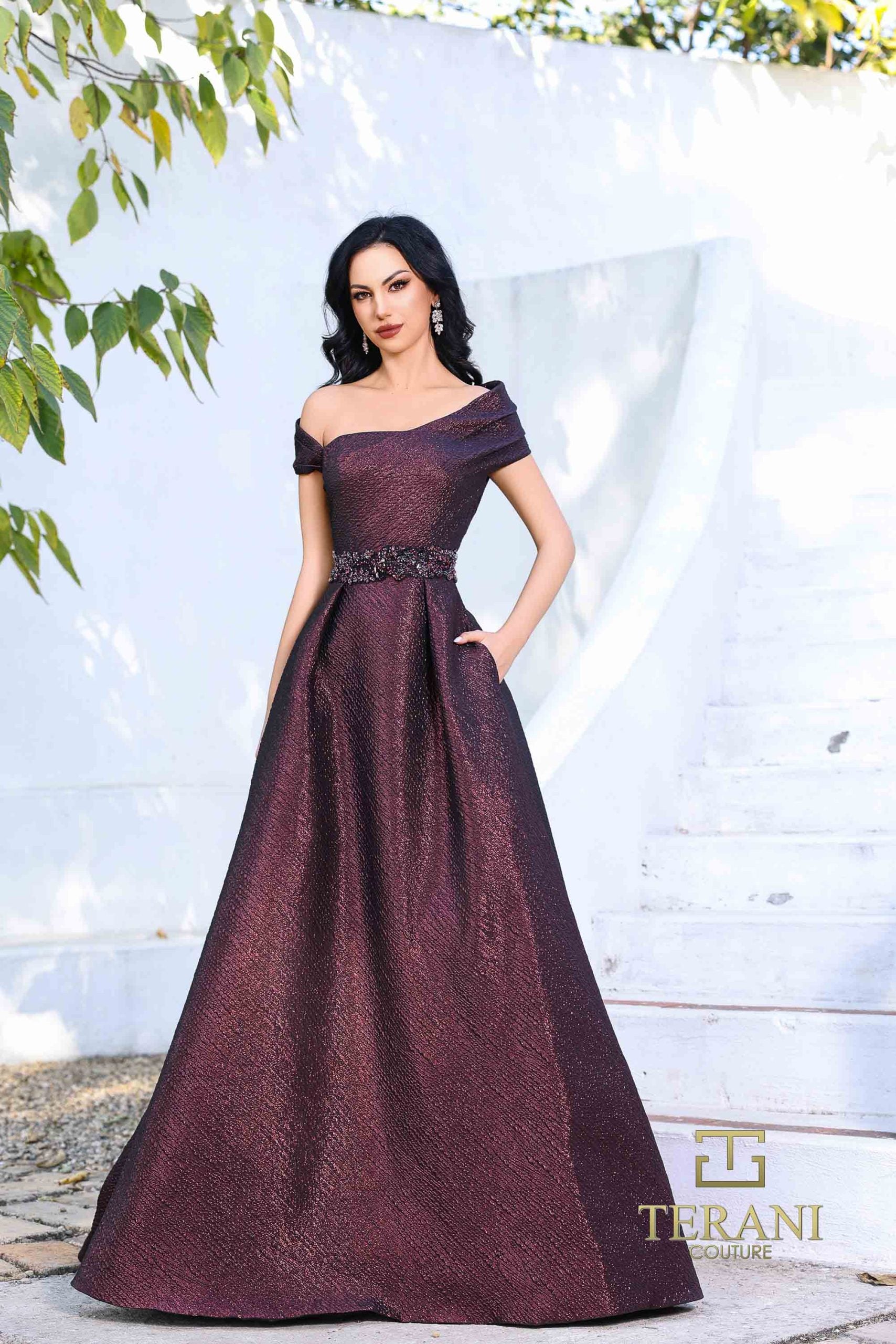 252M5333 – A-line Long MOB Dress - Vino