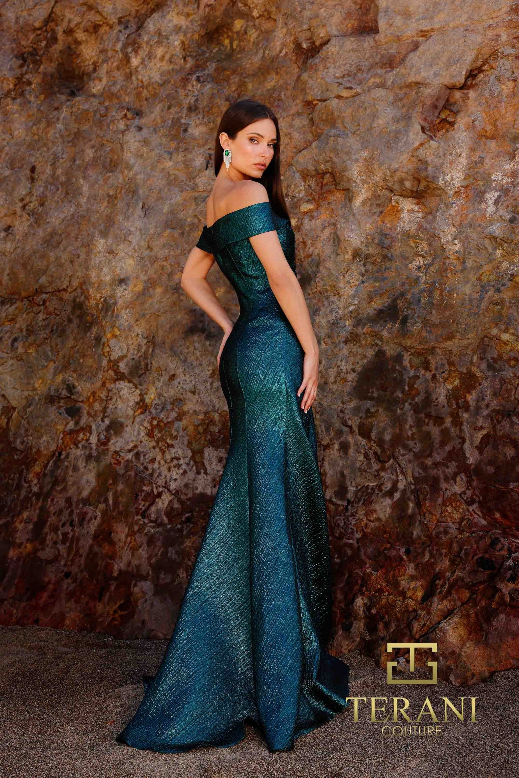 252M5364 – Side Peplum Long MOB Dress