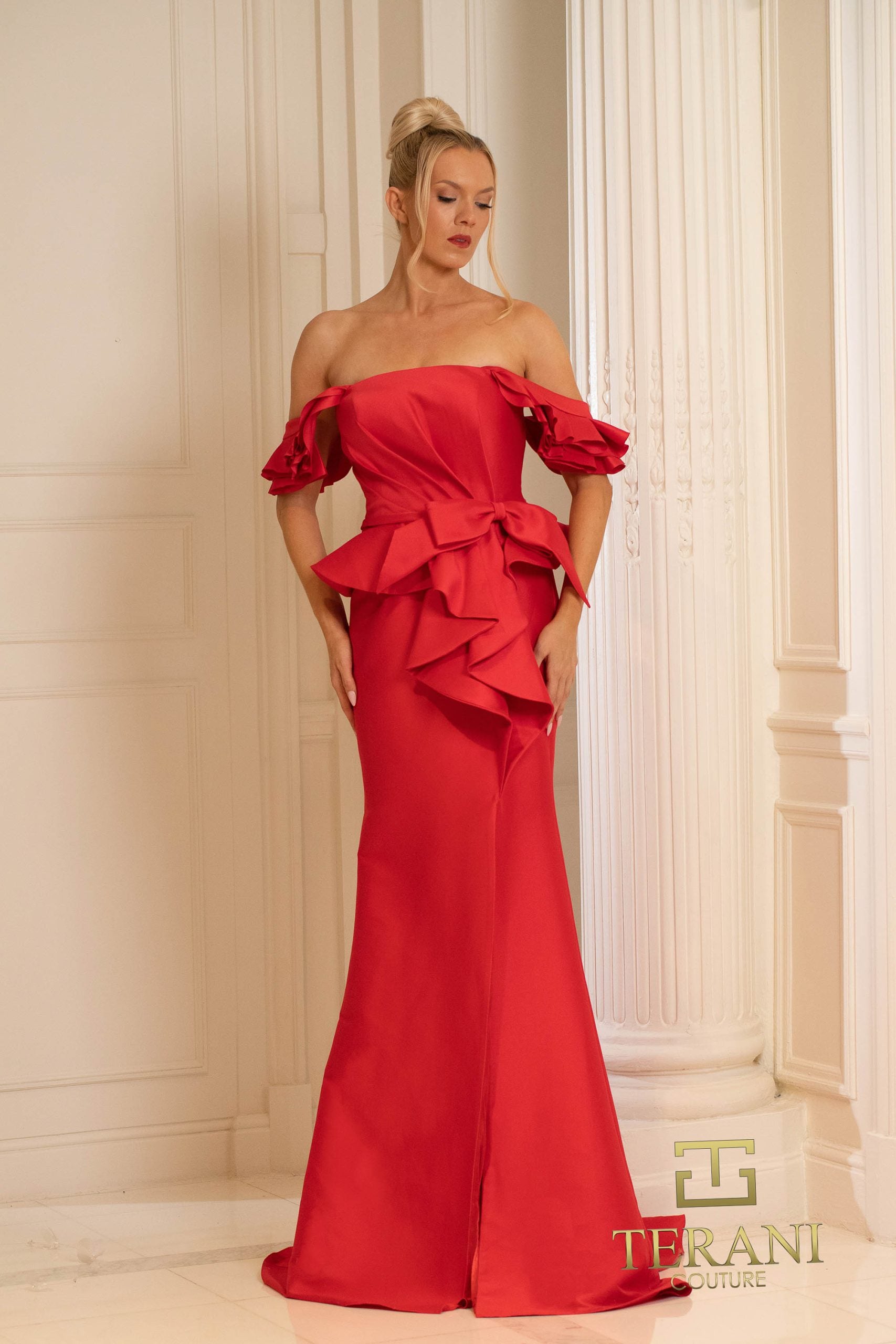 252E5173 – Fit and Flare Long Evening Dress - Emerald