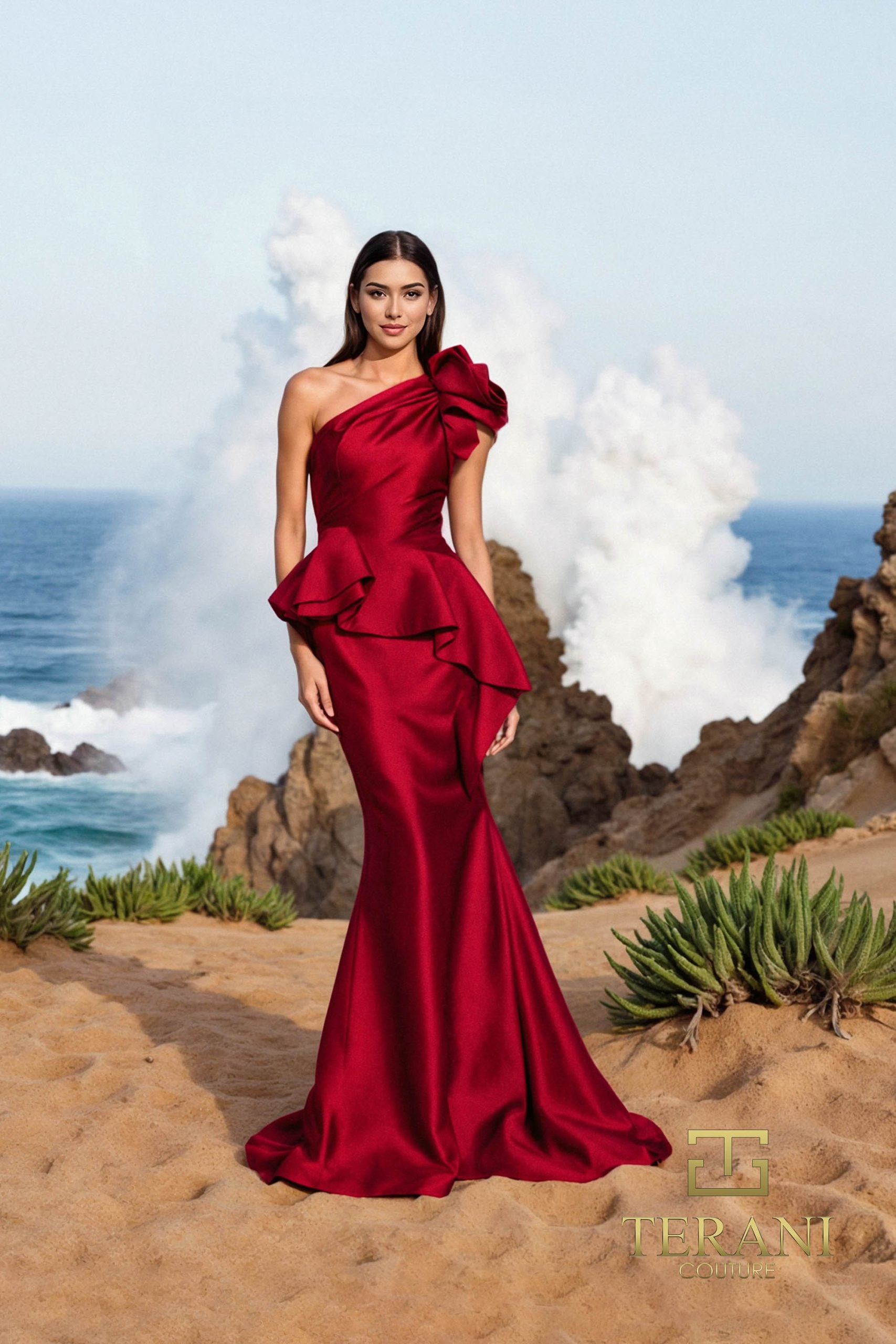 252E5546 – Fit and Flare Long Evening Dress