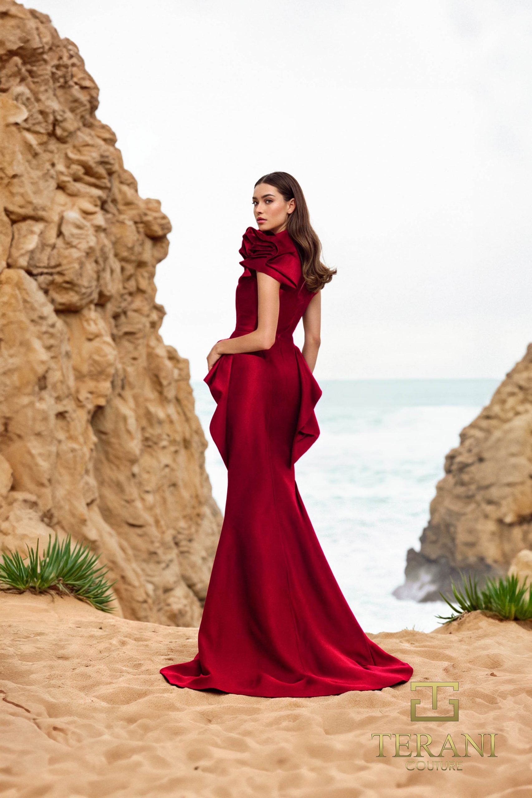 252E5546 – Fit and Flare Long Evening Dress