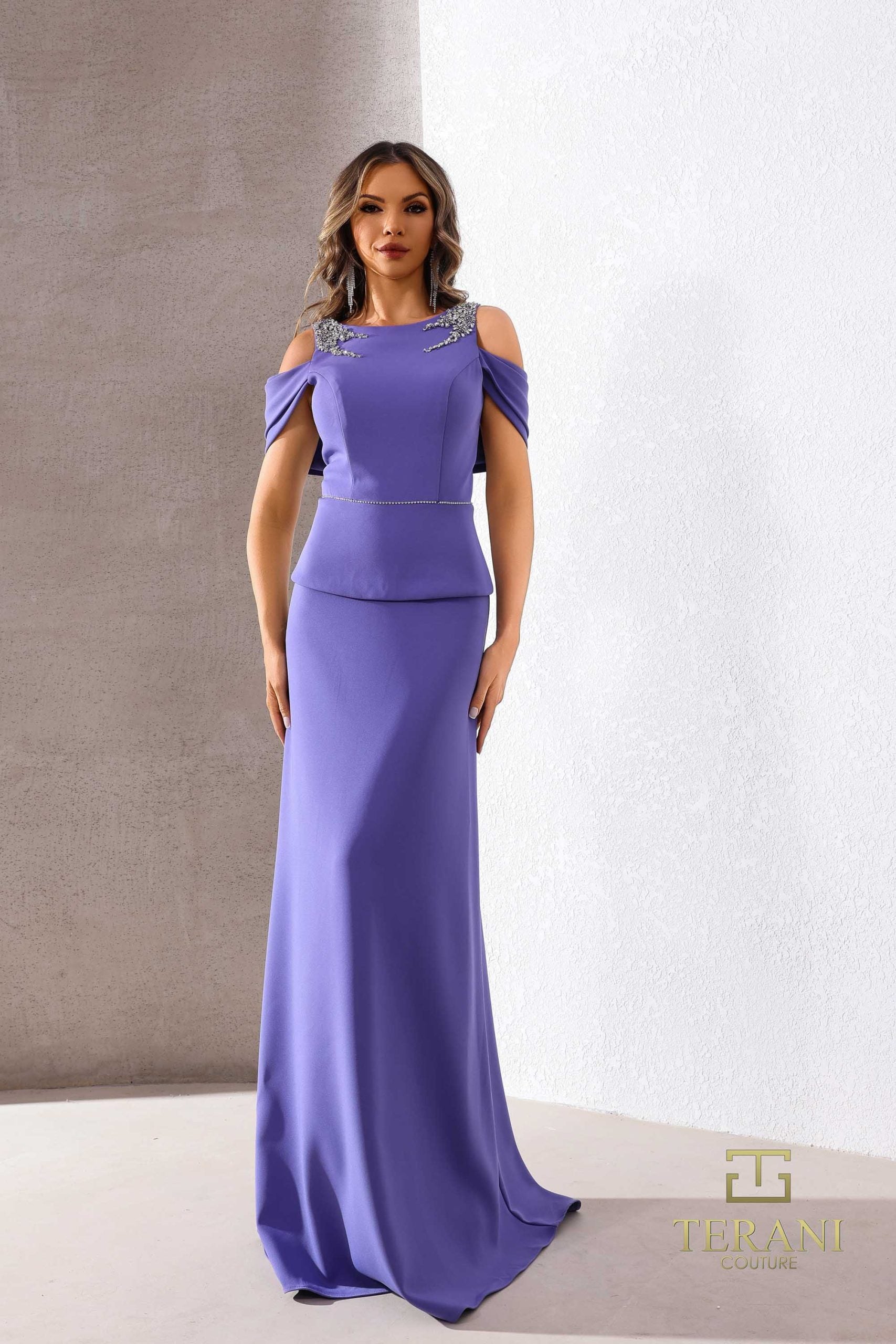252M5373 – A-line Long MOB Dress - Wisteria