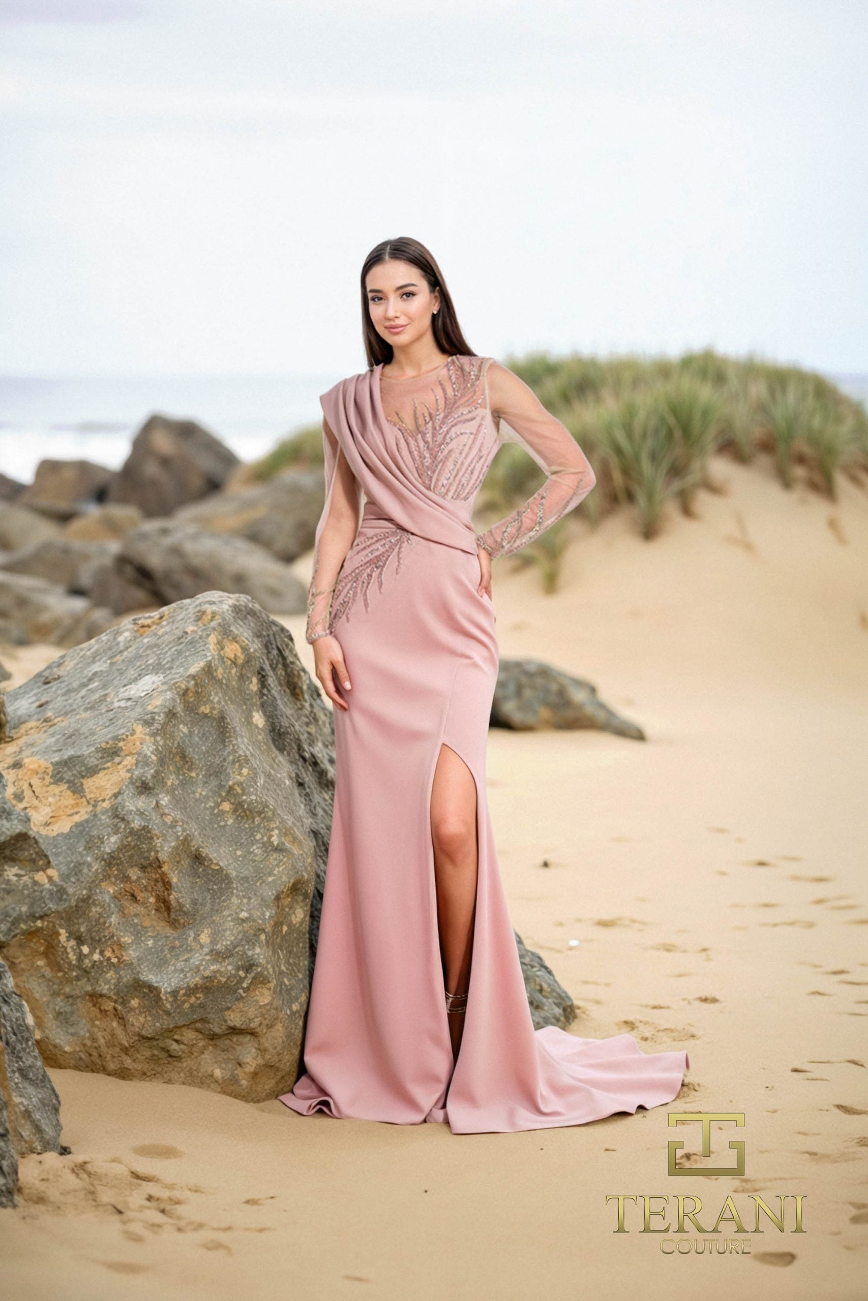 252M5377 – A-line Long MOB Dress