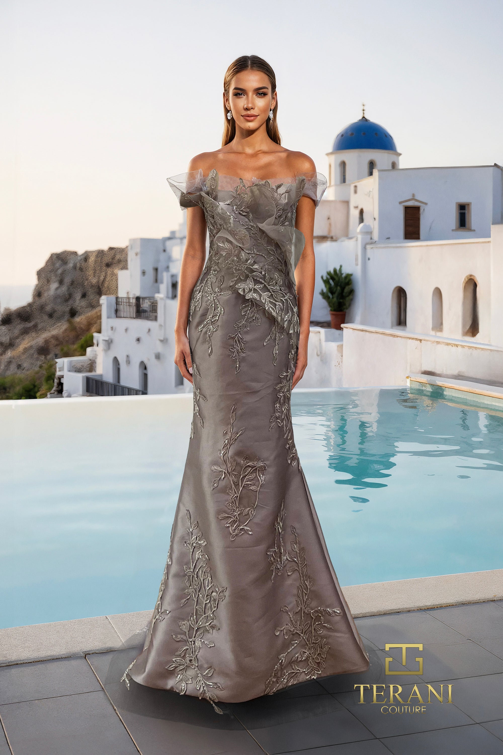 Asymmetric Off-Shoulder Stretch Mikado Mermaid Gown - 261E6270