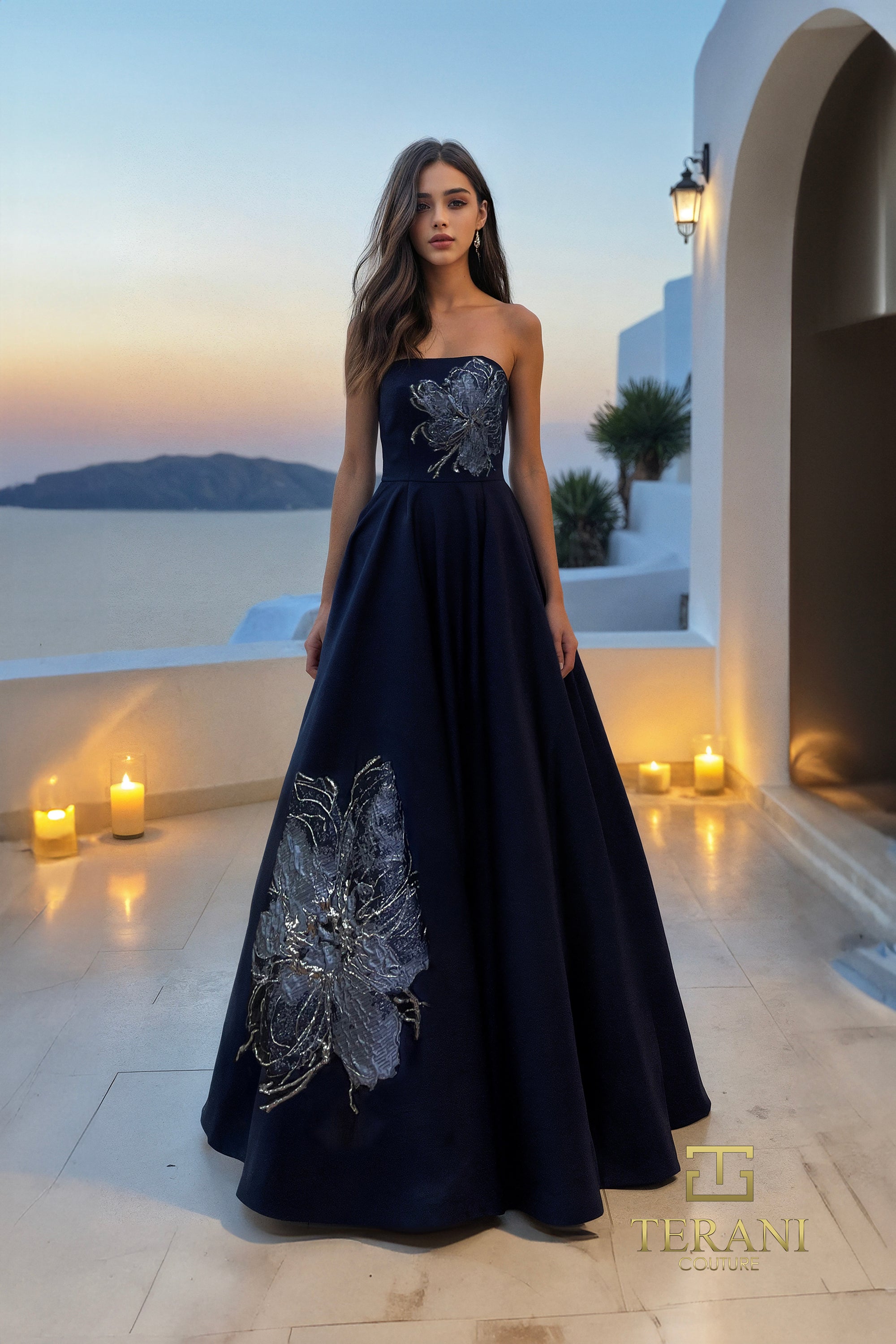 Straight Neck Satin Ballgown - 261E6544