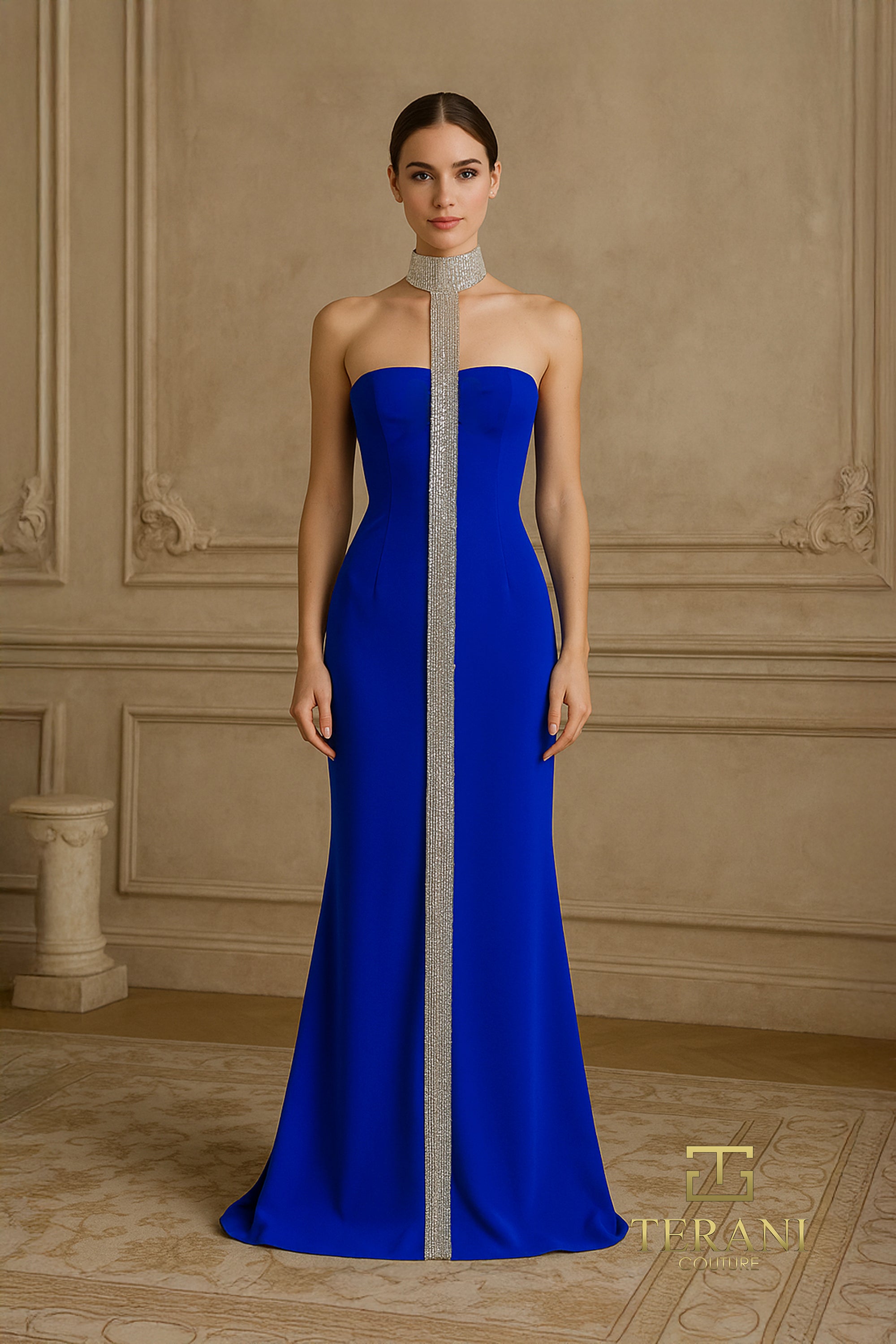 Strapless Printed Chiffon A-Line Gown - 261E6093