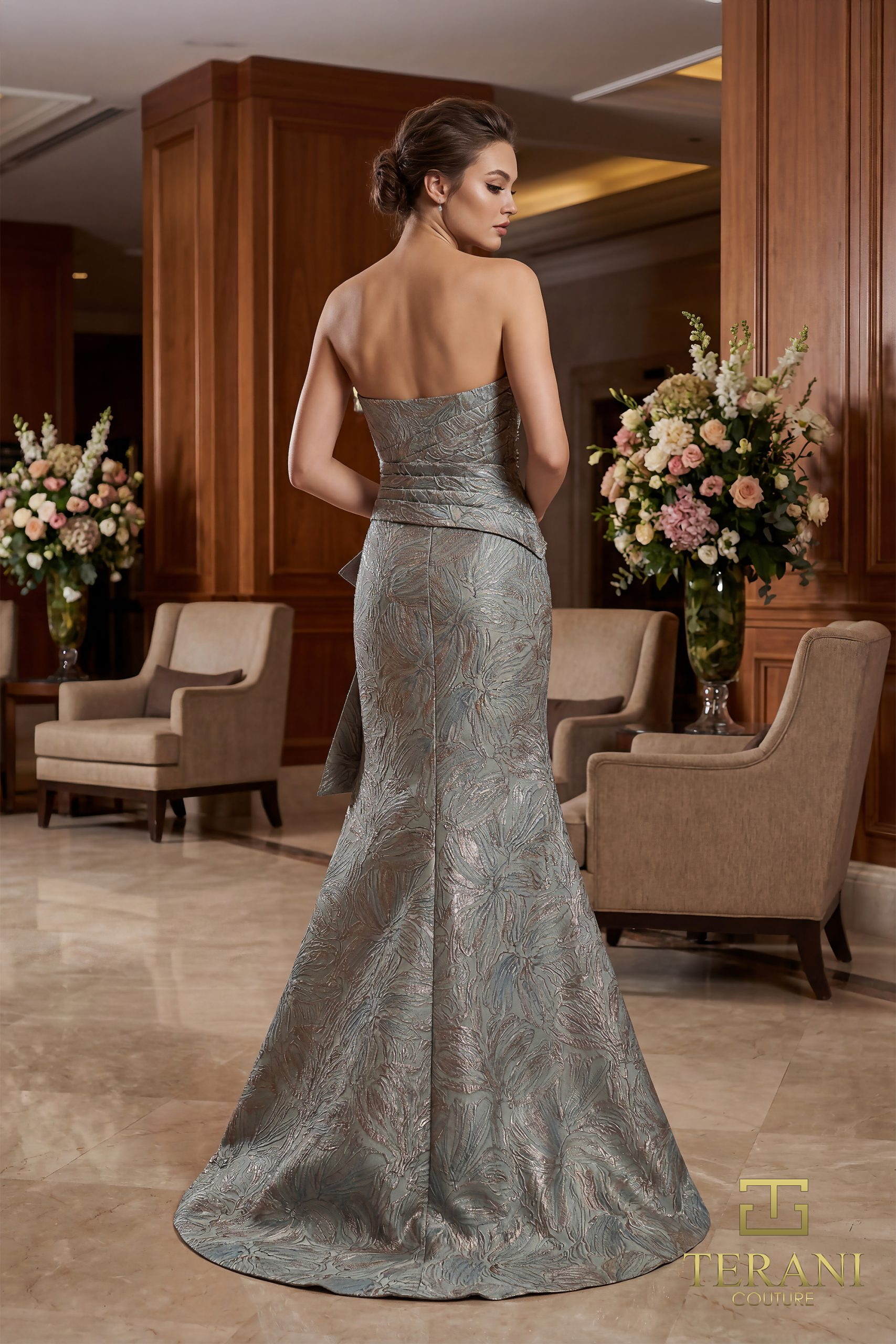 Asymmetric One-Shoulder Jacquard Mermaid Gown