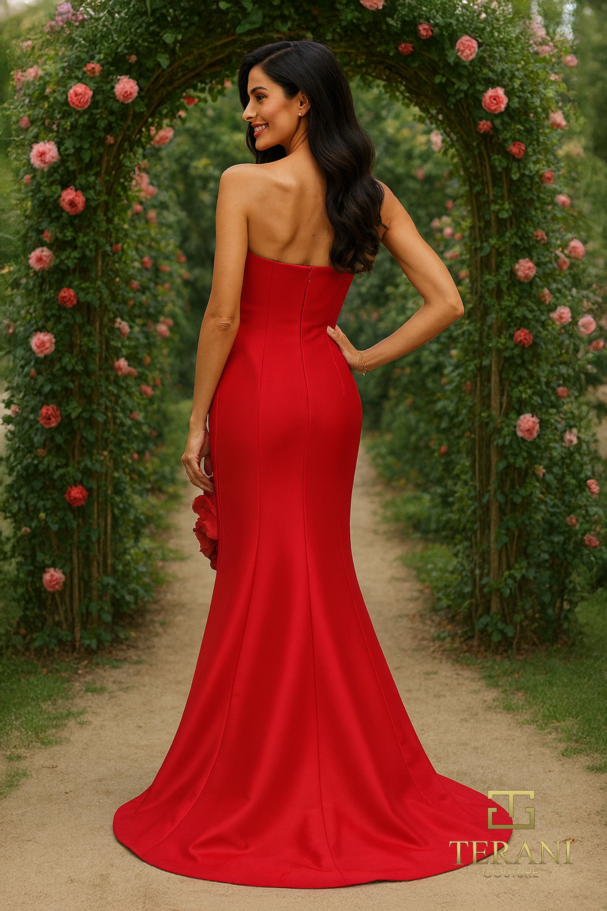 Straight Neck Stretch Mikado Mermaid Gown - 261E6698