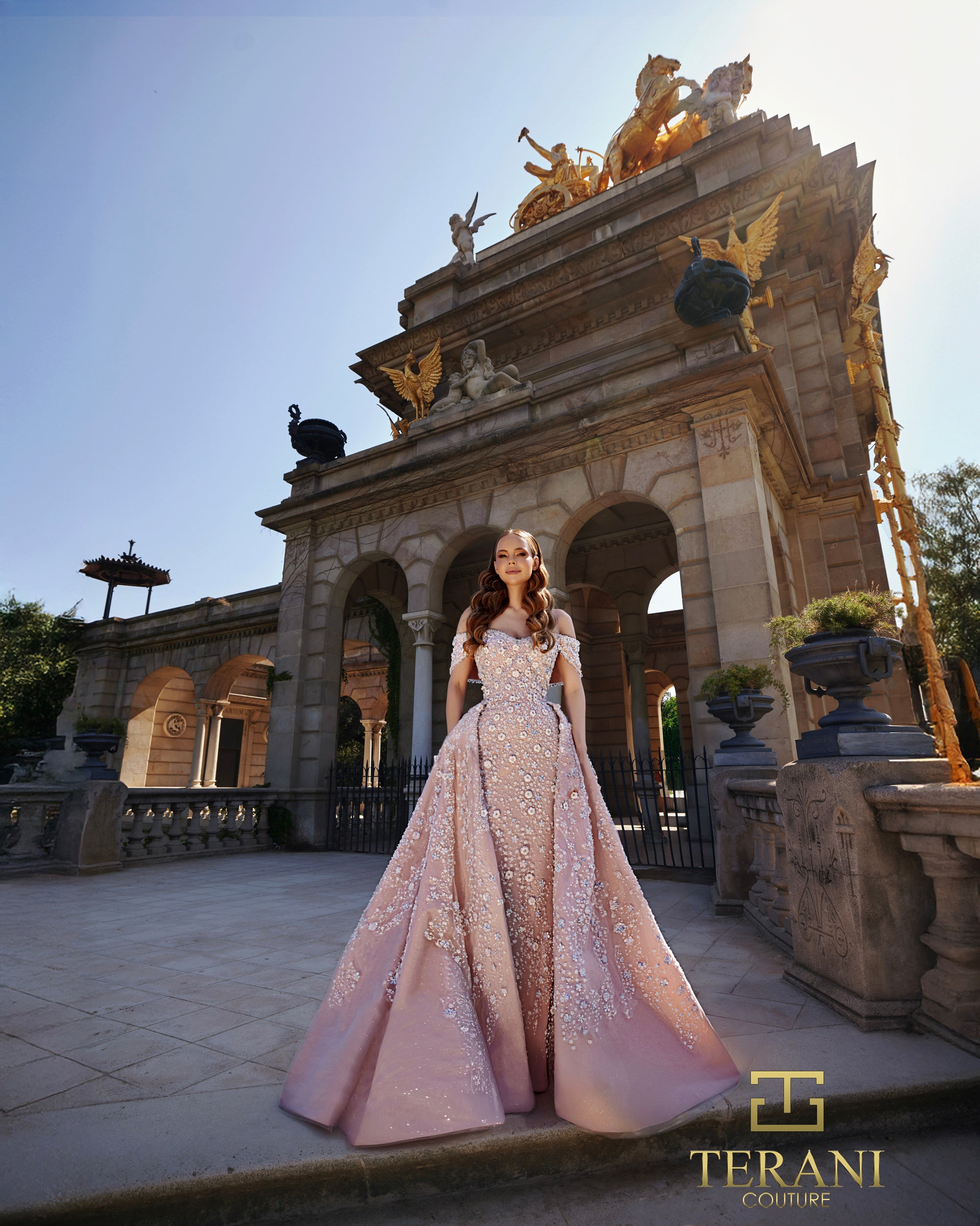 Off-Shoulder Beaded Tulle Ballgown - 261GL6659