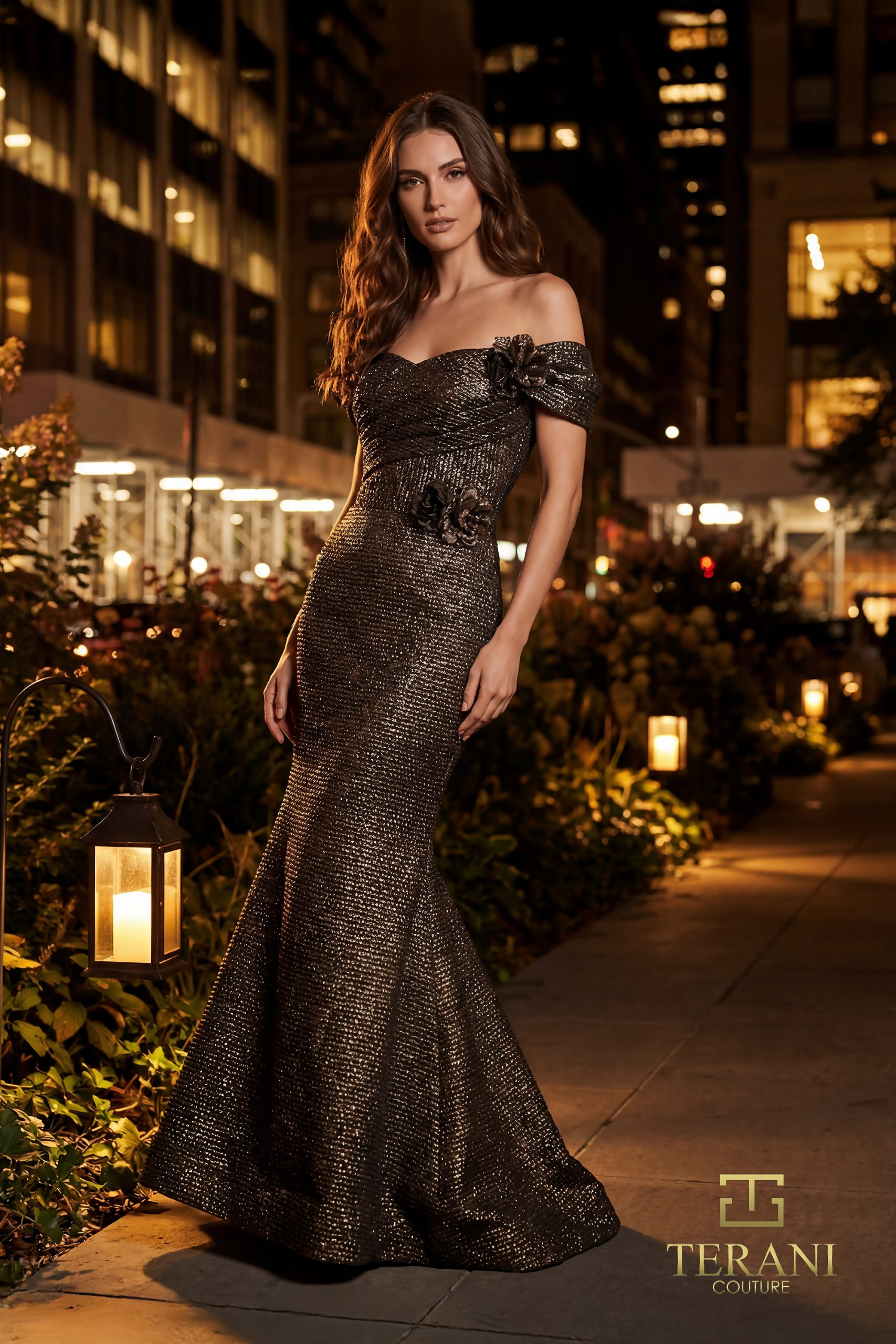 Sweetheart Metallic Jacquard Mermaid Gown with Cap Sleeves