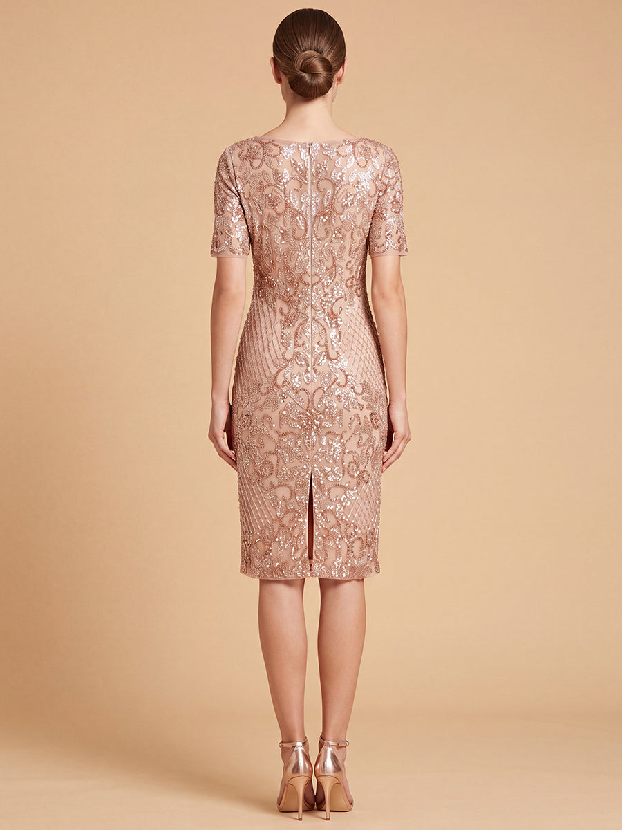 Embellished Midi Dress with Short Sleeves | 28846