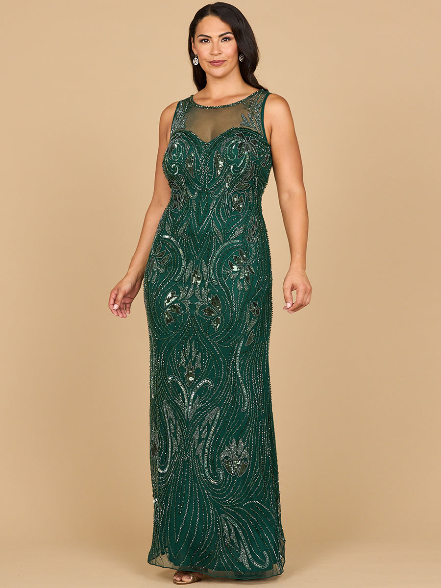 Beaded High Neckline Gown