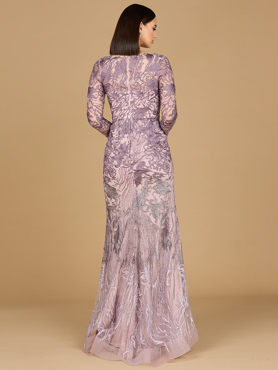 Long Sleeve V-Neck Mermaid Gown