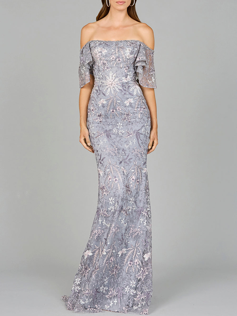 Elegant Off Shoulder Embellished Gown