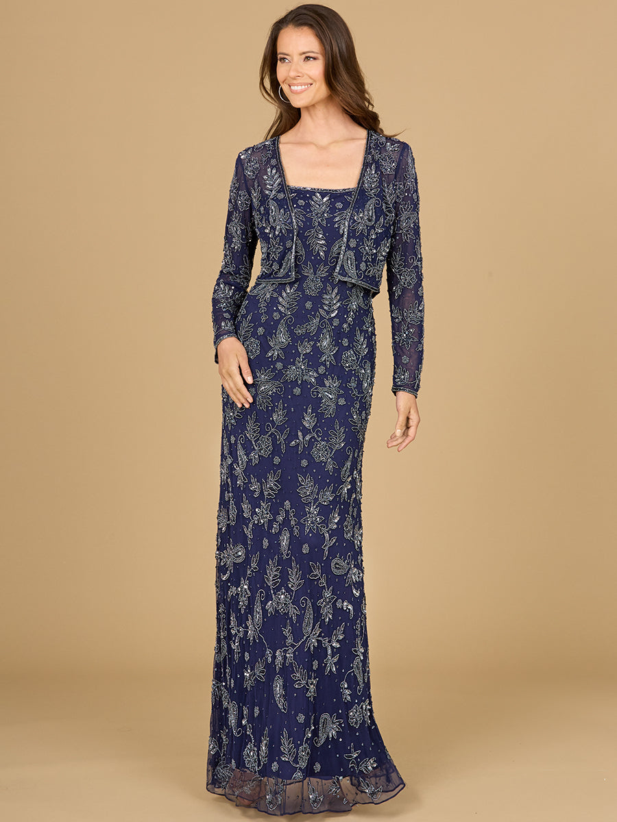 Sheath Gown with Long Sleeve Jacket