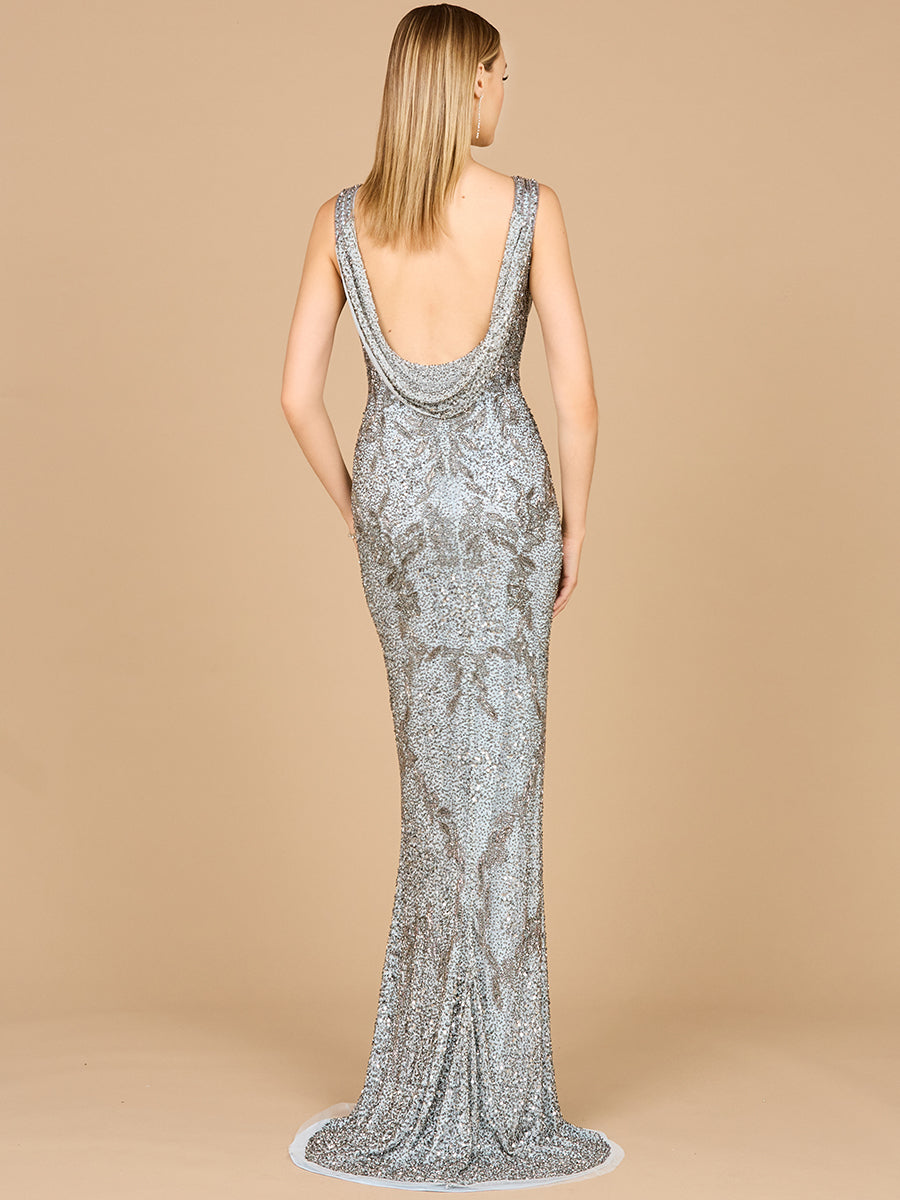 Cowl Back Classy Beaded Dress