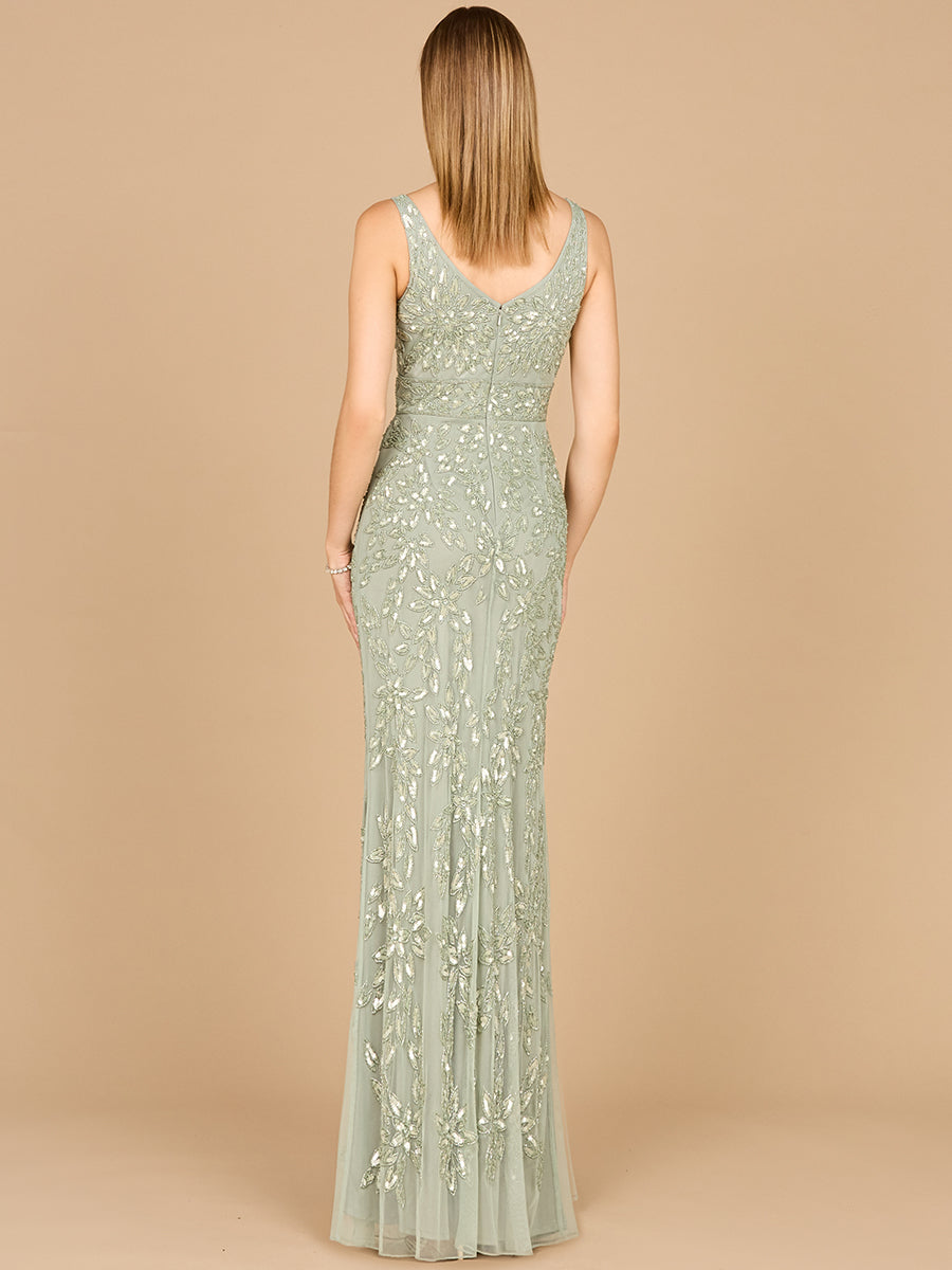 Embellished Gown with Slit - OUTLET