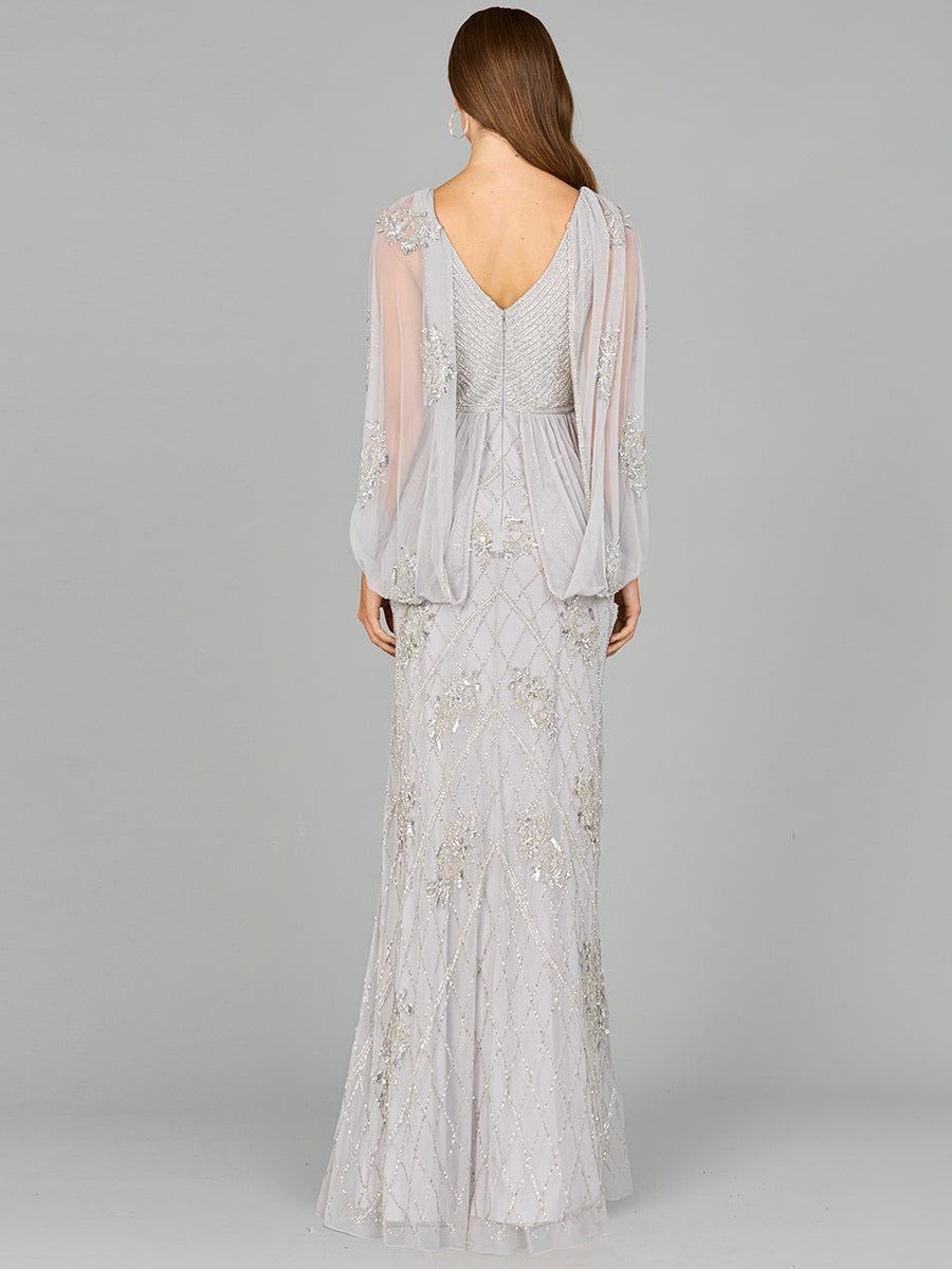 Beaded Cape Sleeve Dress