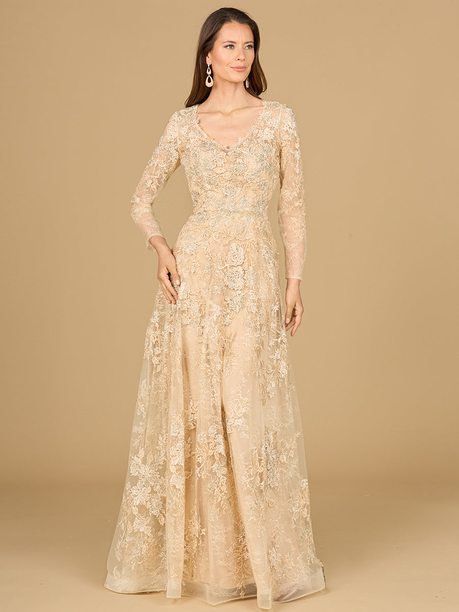 Lace Ballgown with Long Sleeves