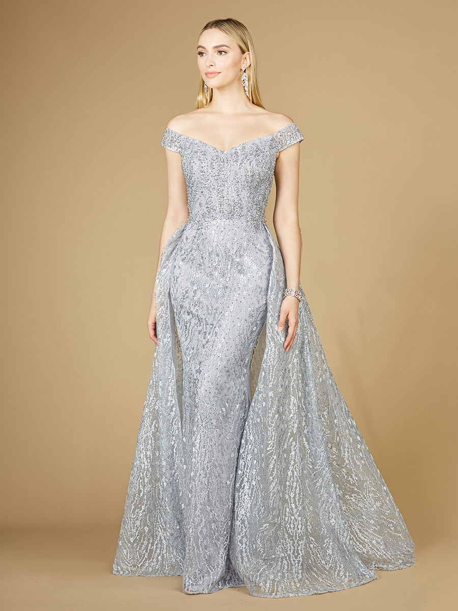 Off Shoulder Overskirt Gown
