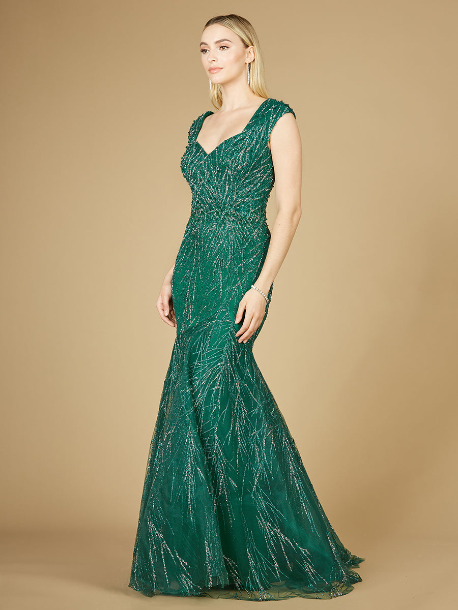 Cap Sleeve Mermaid Beaded Gown