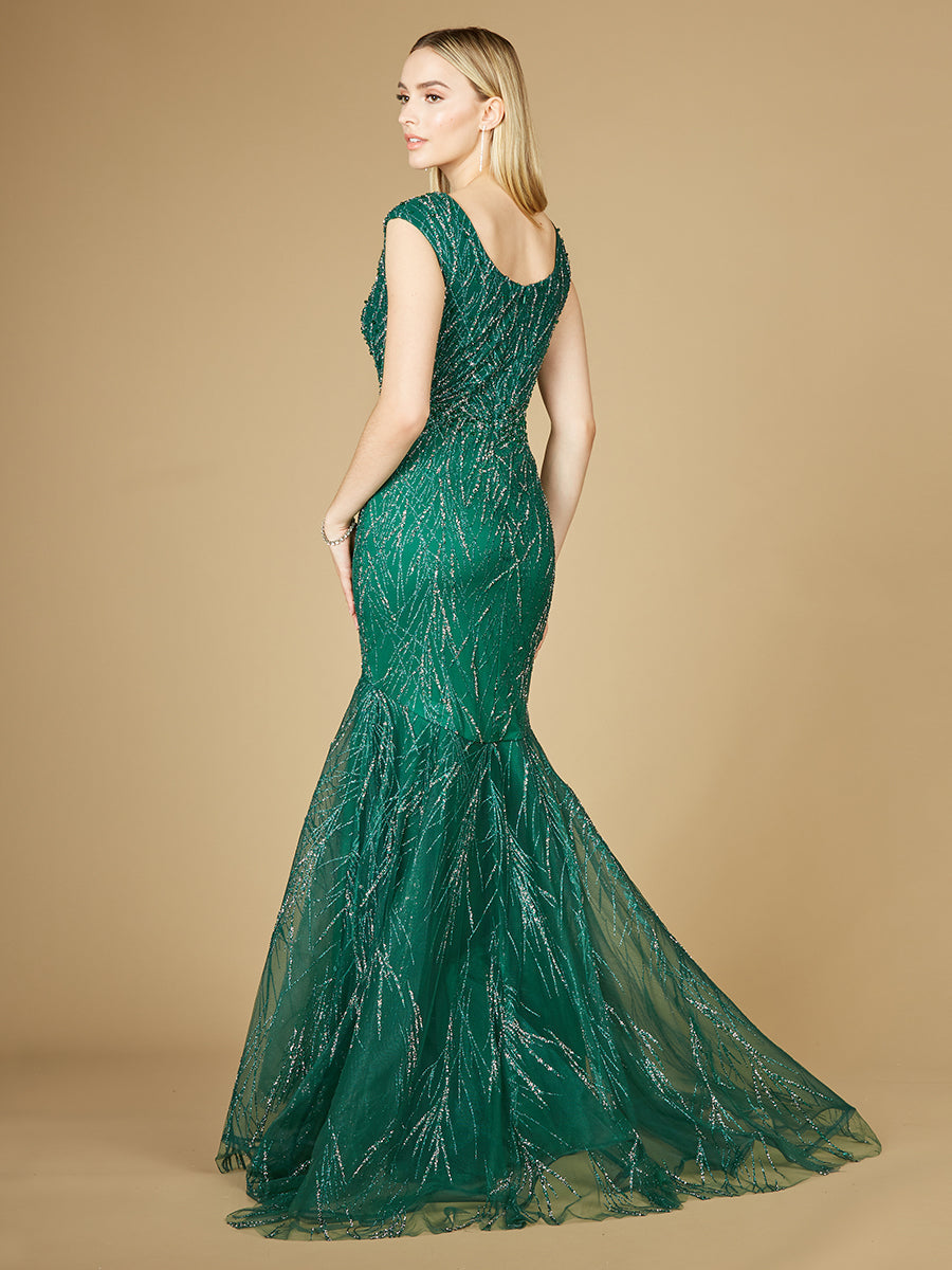 Cap Sleeve Mermaid Beaded Gown