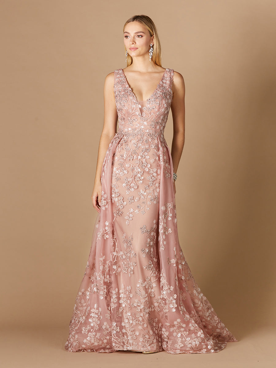 Floral Applique Overskirt Dress