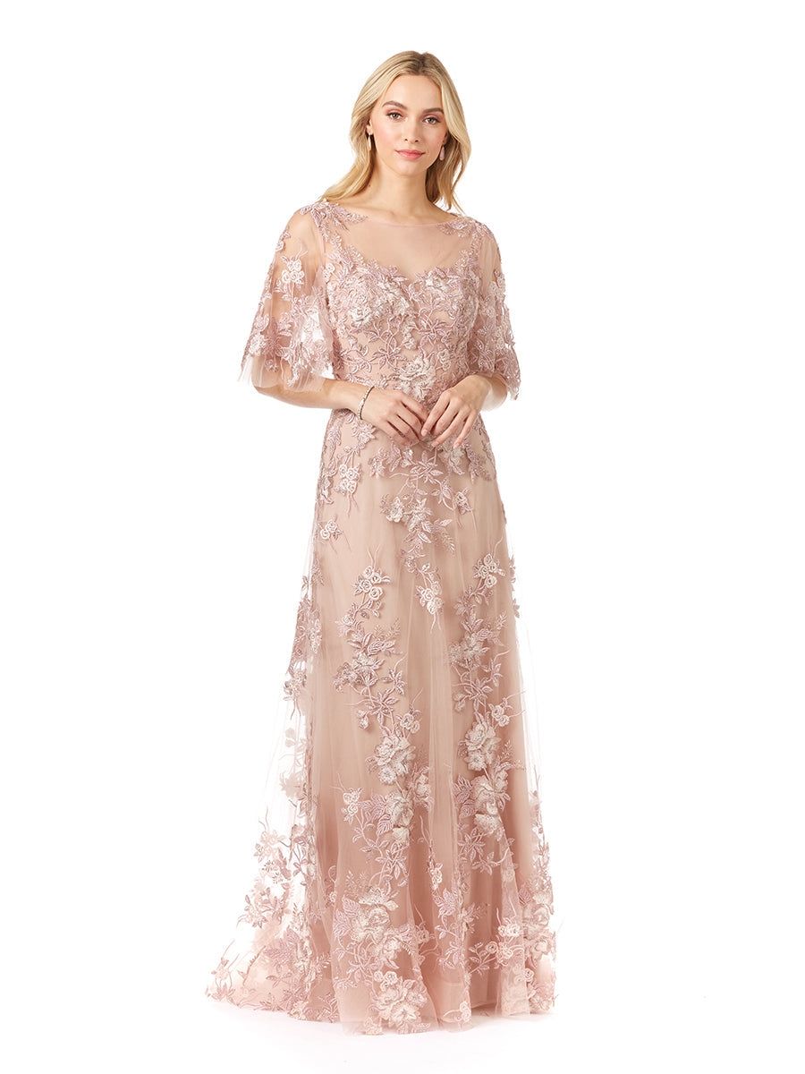 Cape Sleeve Lace Modest Gown