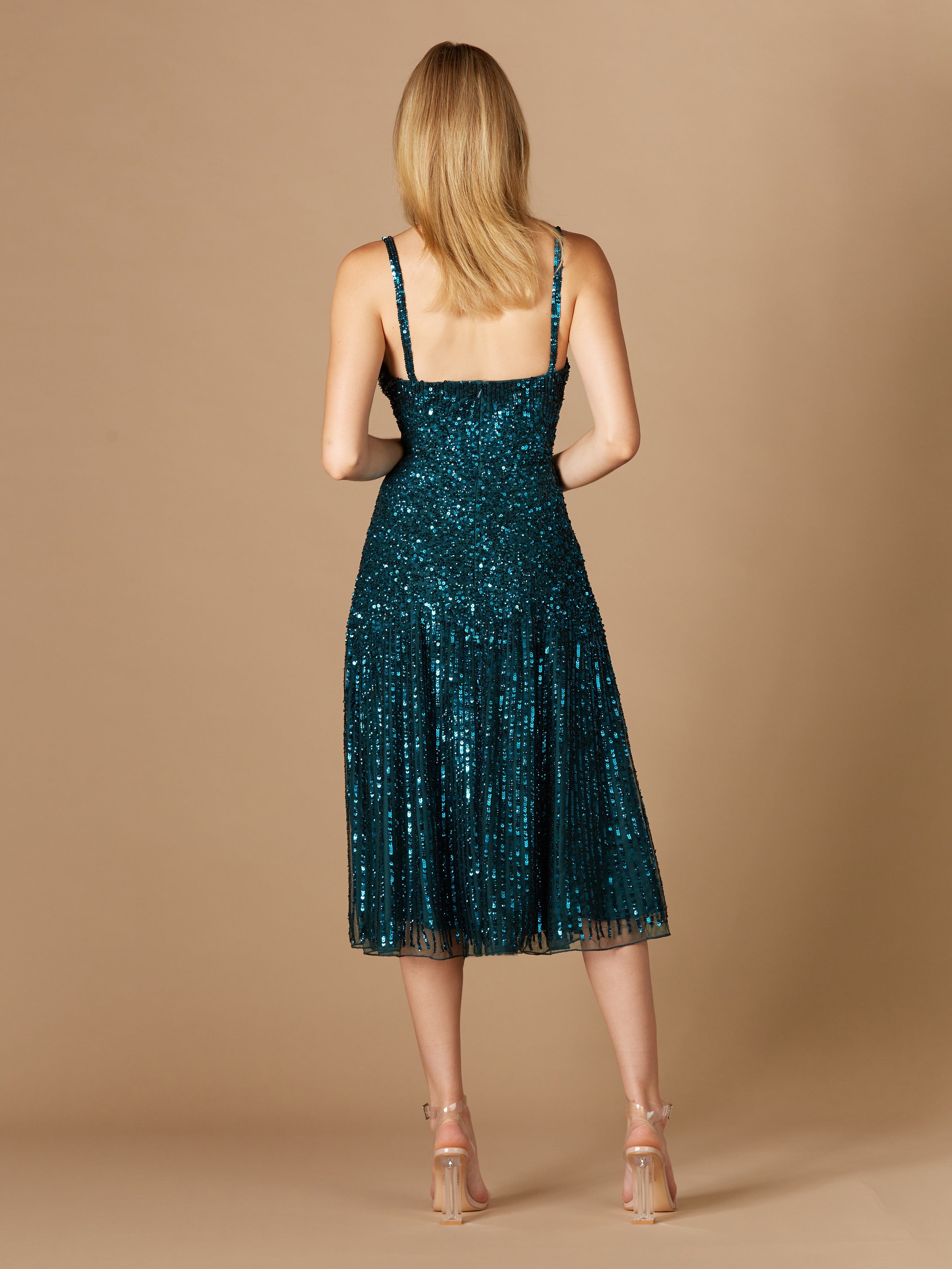 Flowing, Sequin Midi Dress